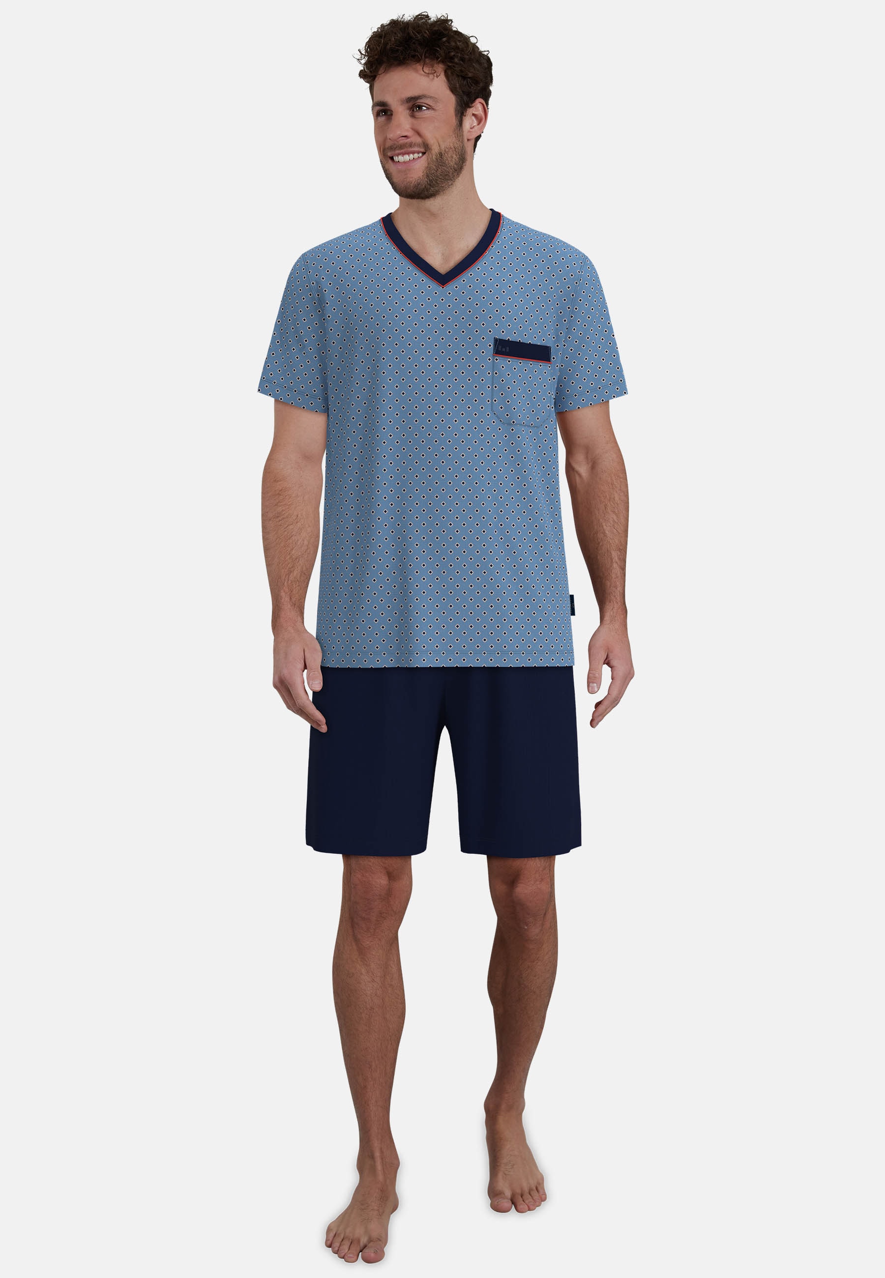 GÖTZBURG Shorty "Glasgow" gemustert, kurz, V-Ausschnitt, mit Brusttasche, B günstig online kaufen