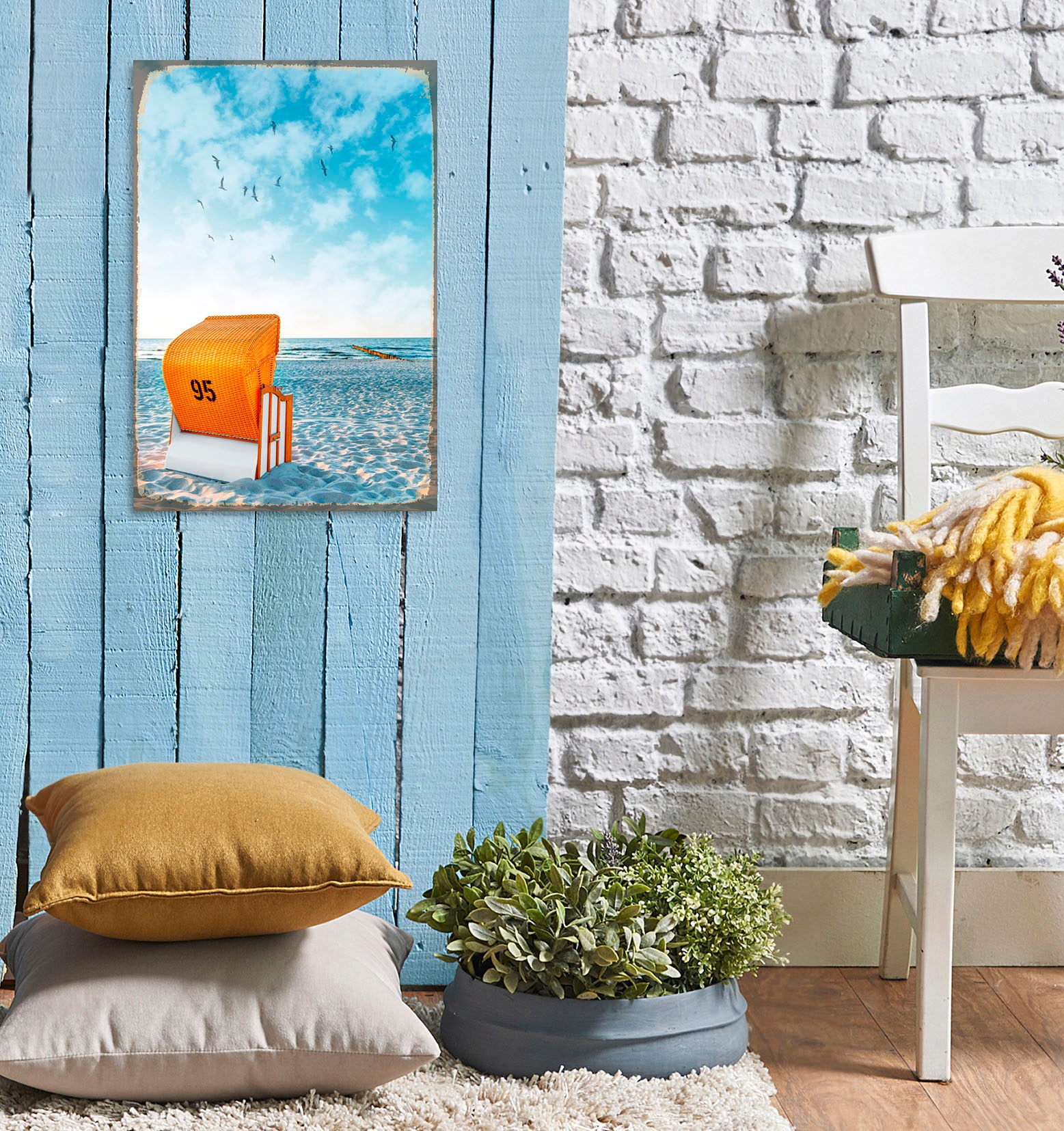 Metallbild QUEENCE "Beachday", orange (farbe bild(er): orange), B:20cm H:30cm, Metall, Stahl, Bilder, Stahlschilder
