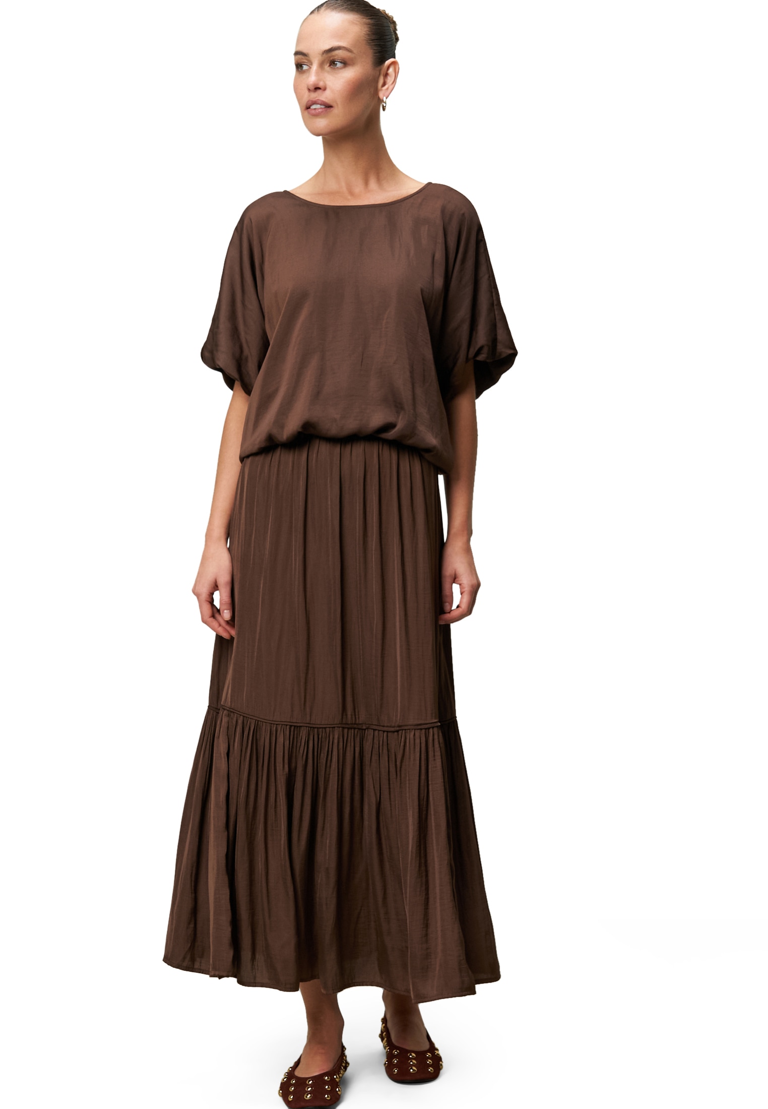 Zero Satinbluse »zero Satinbluse mit Ballonärmeln«