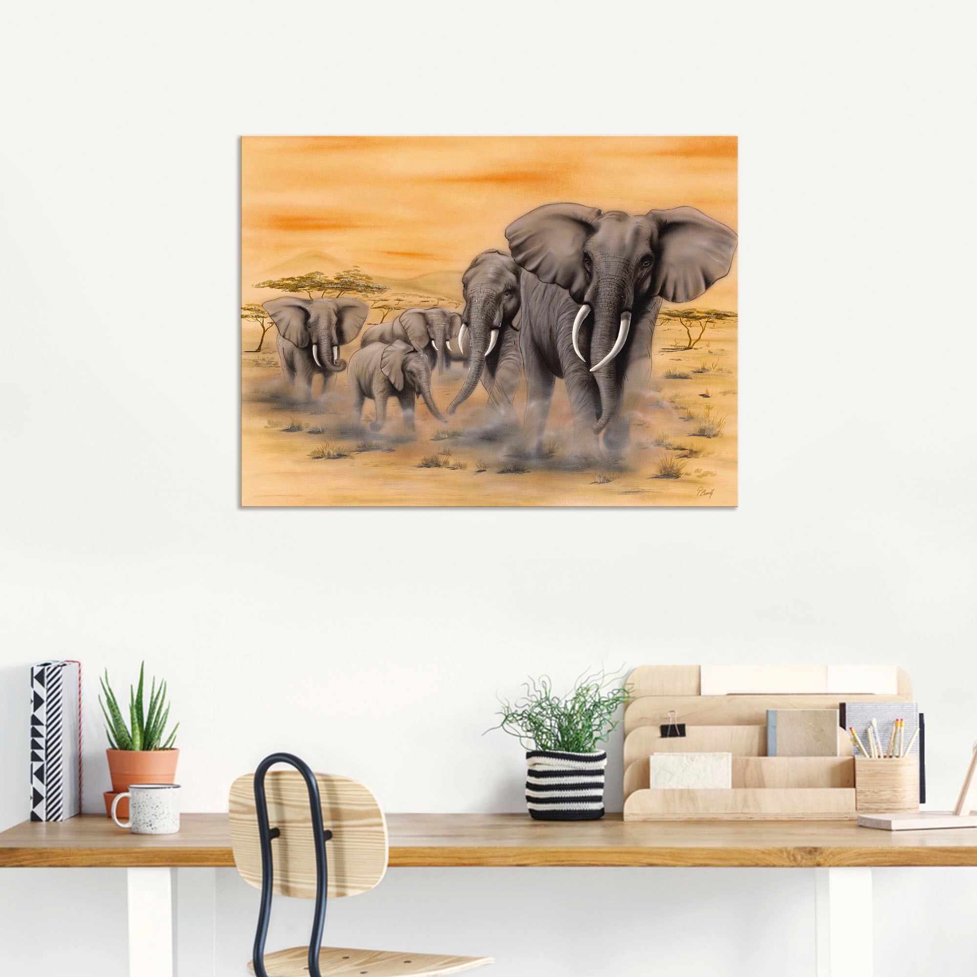 Artland Wandbild »Steppenelefanten«, Elefanten Bilder, (1 St.), als Alubild, Outdoorbild, Leinwandbild, Poster, Wandaufkleber