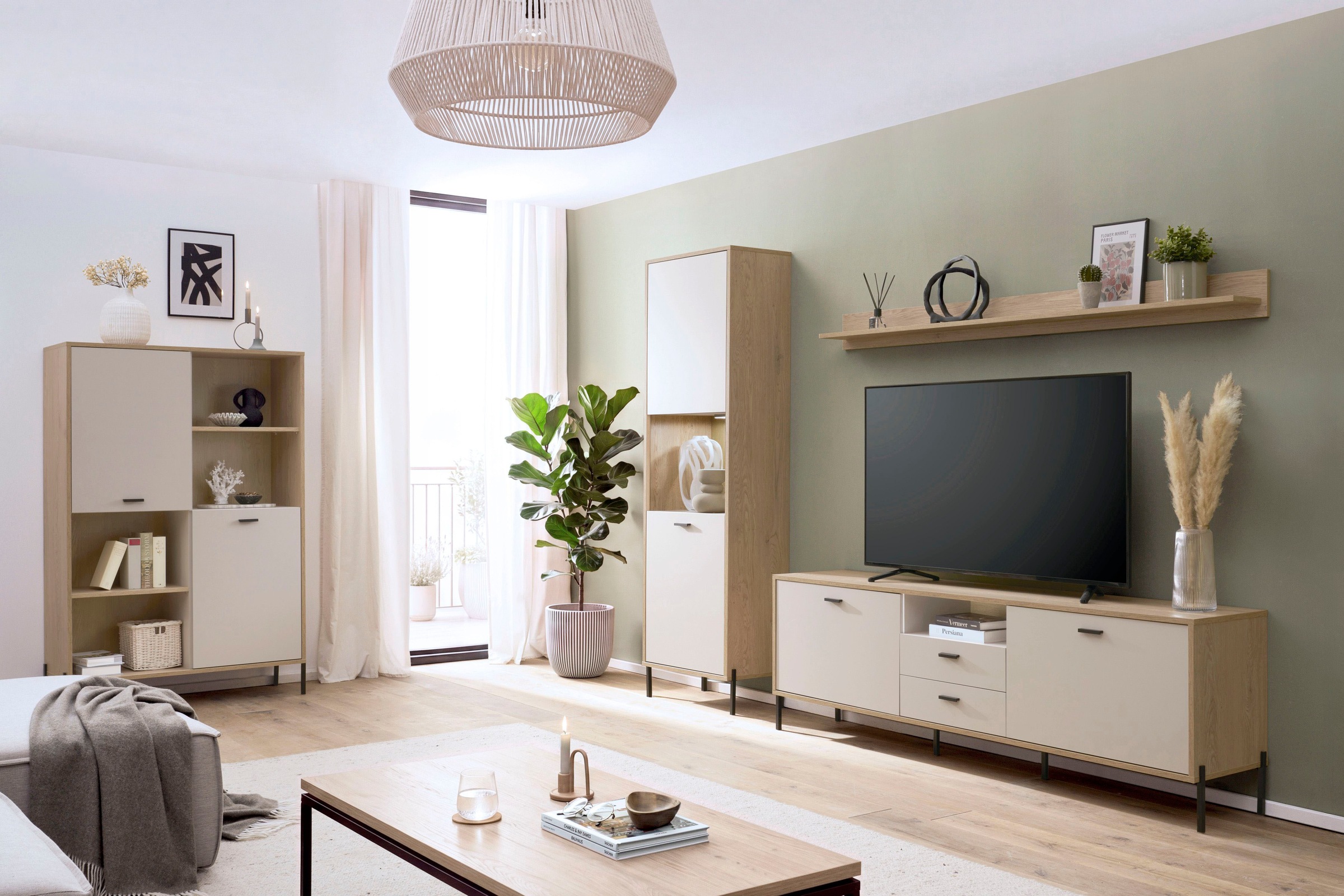 Home affaire Regalelement »Fredericia, modernes Regal, Kommode in Kaschmir, Highboard, Standregal« ausreichend Stauraum, offene & geschlossene Fächer, 105 cm breit
