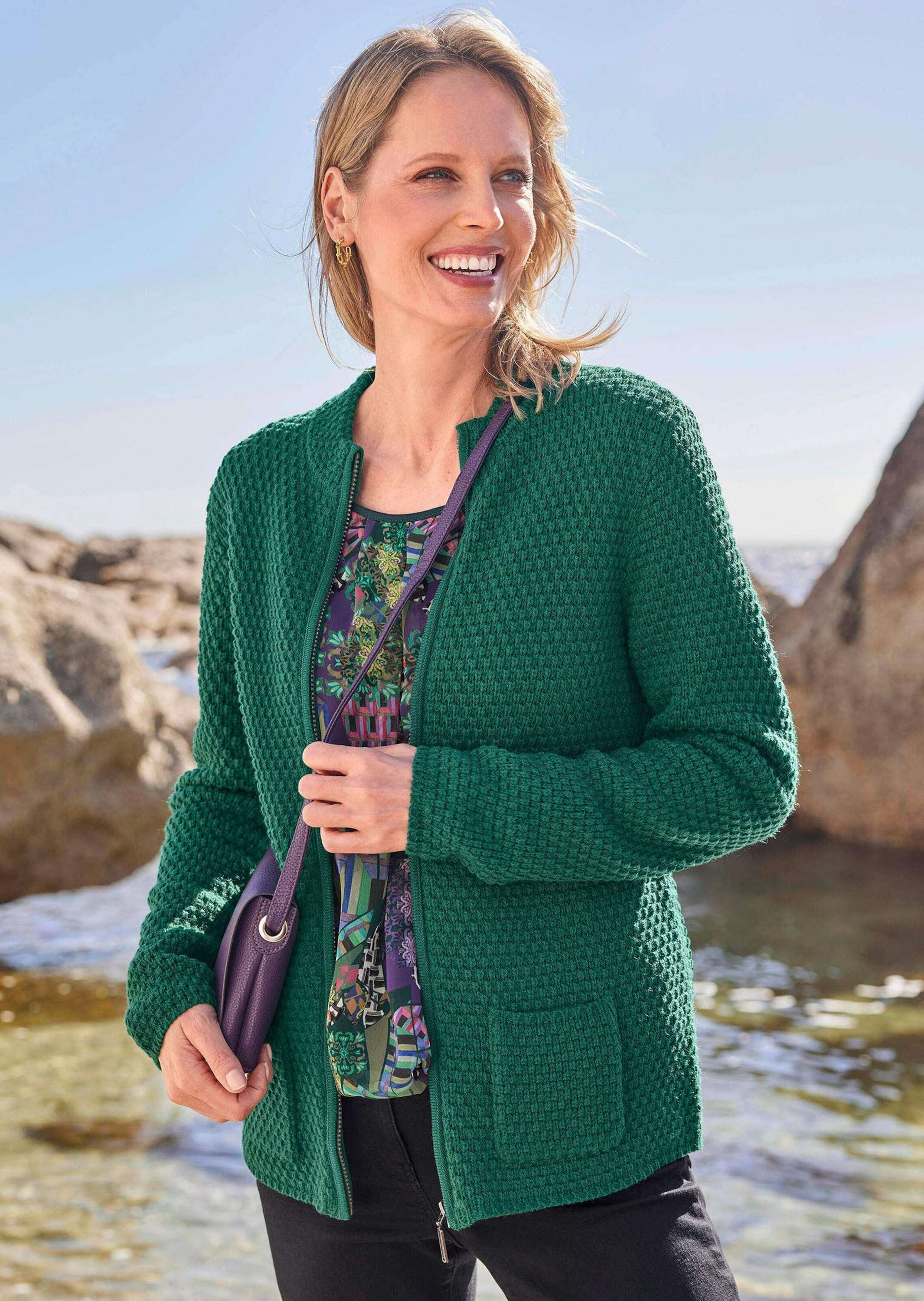 GOLDNER Strickpullover »Kurzgröße Strickjacke«