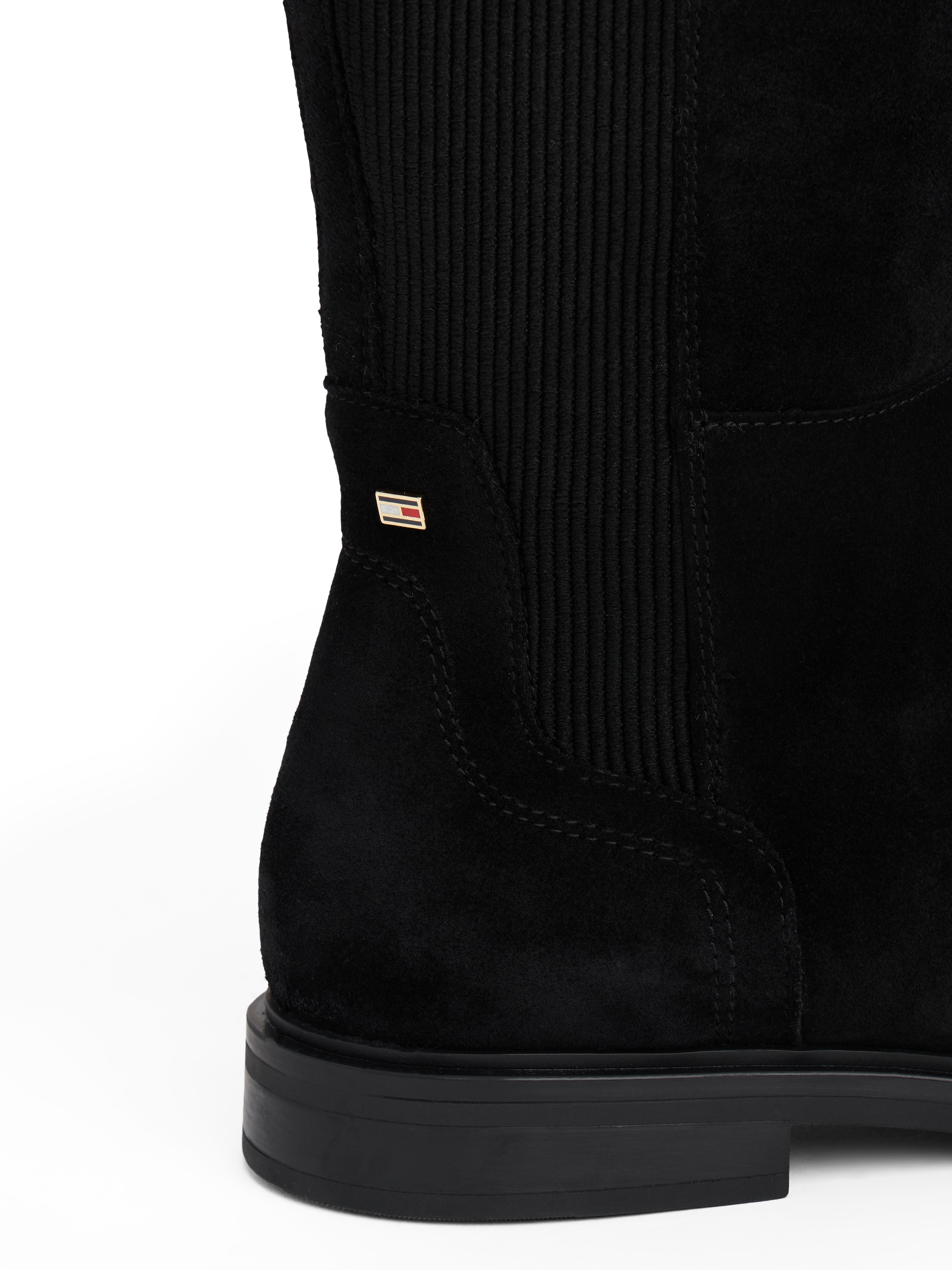 Tommy Hilfiger Stiefel »FLAG SUEDE LONG BOOT«, Langschaftstiefel, Reißverschlussstiefel mit Logoflaggen-Detail