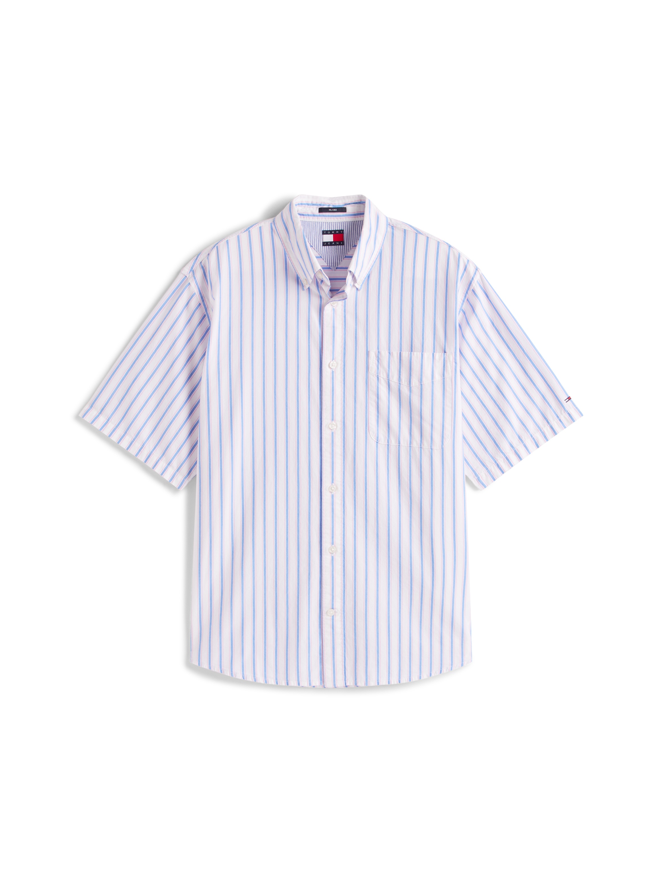 Thumbnail - Tommy Jeans Kurzarmhemd "TJM POPLIN RLX SS SHIRT EXT" Mit Rundhalsausschnitt
