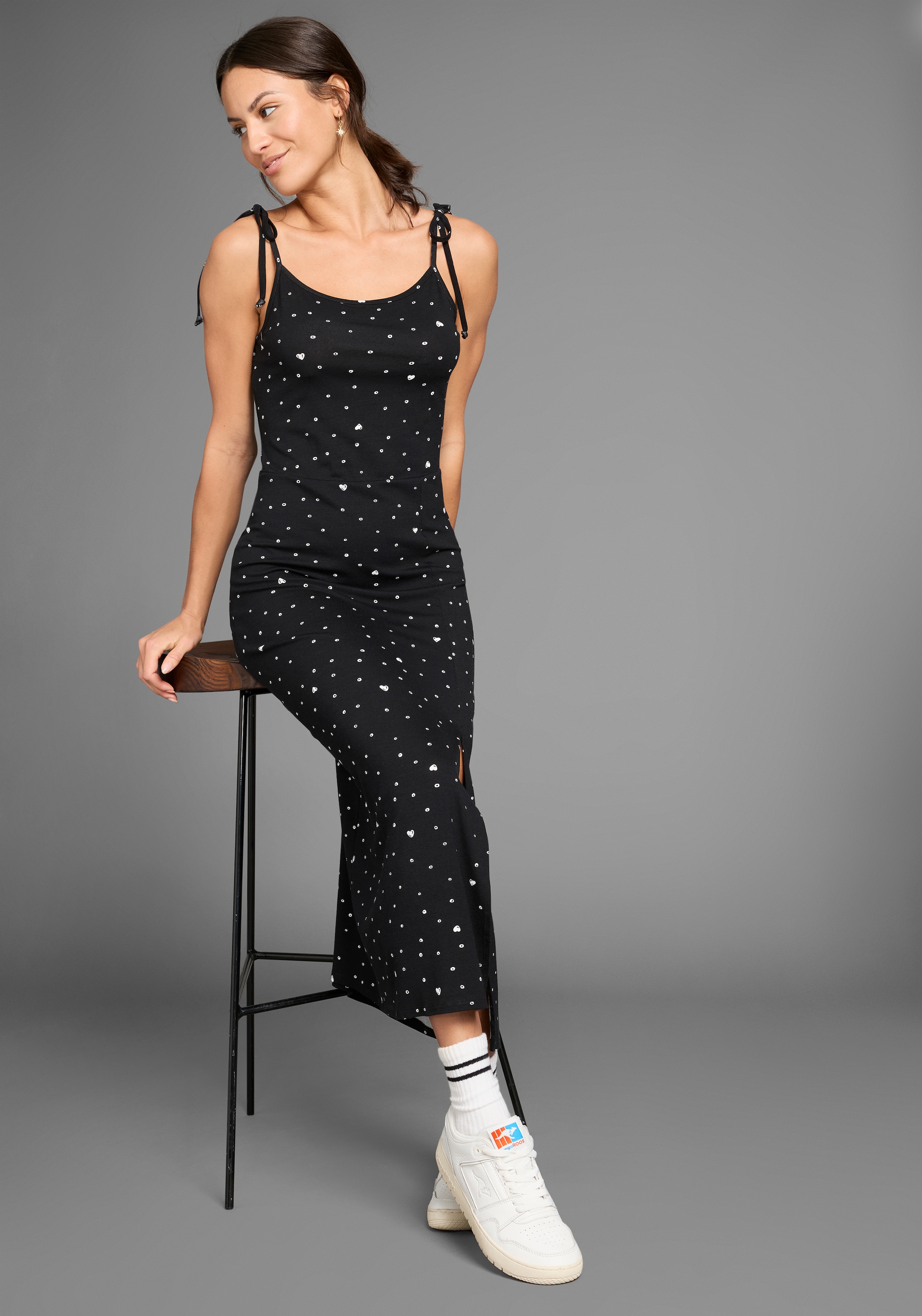 KangaROOS Midikleid, mit Spaghetti-Trägern und Schlitz am Saum