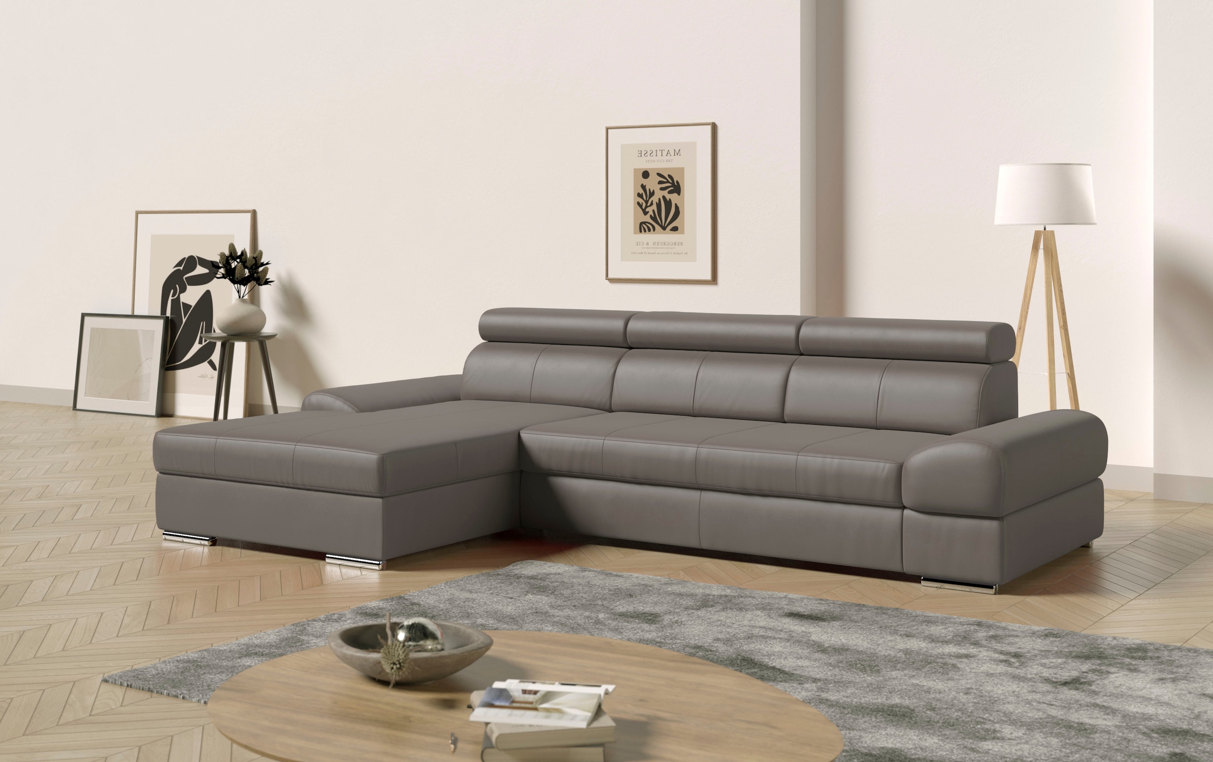 sit&more Ecksofa Broadway, mit verstellbaren Kopfteilen, wahlweise mit Bettfunktion