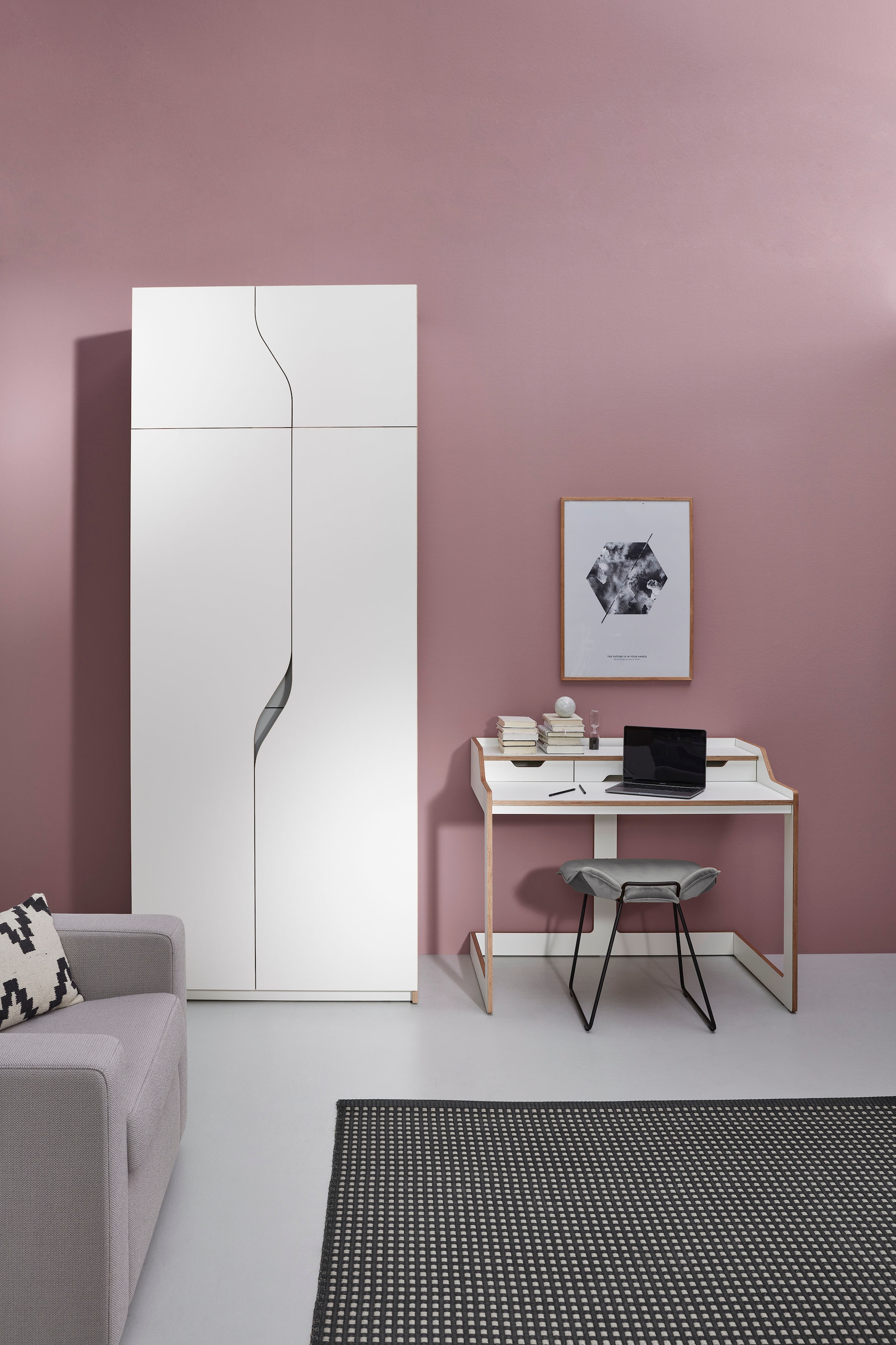 Müller SMALL LIVING Kleiderschrank »PLANE Ausstattung Nr. 3«, Inklusive einer innenliegenden Tür, einer Kleiderstange und 12 Fächern