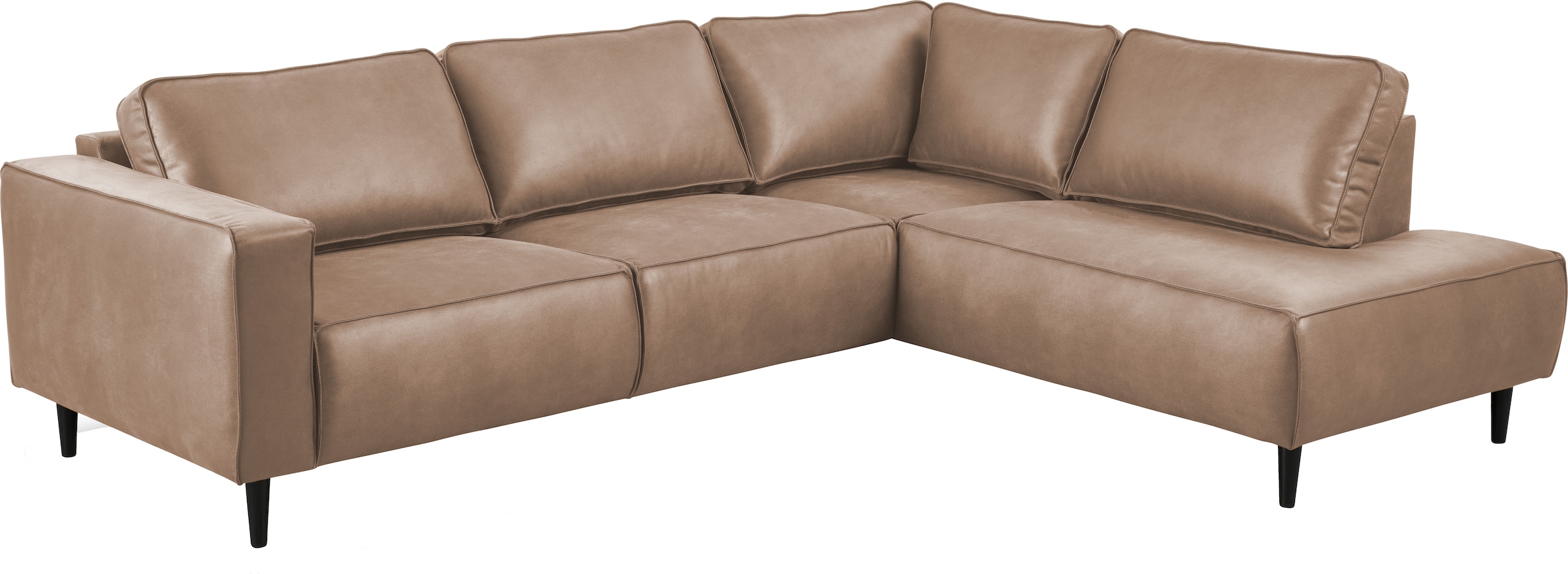 Places of Style Ecksofa »Fumone, Lederoptik oder Soft-Touch Chenille«, Breite 260, mit schwarzen Massivholzfüßen
