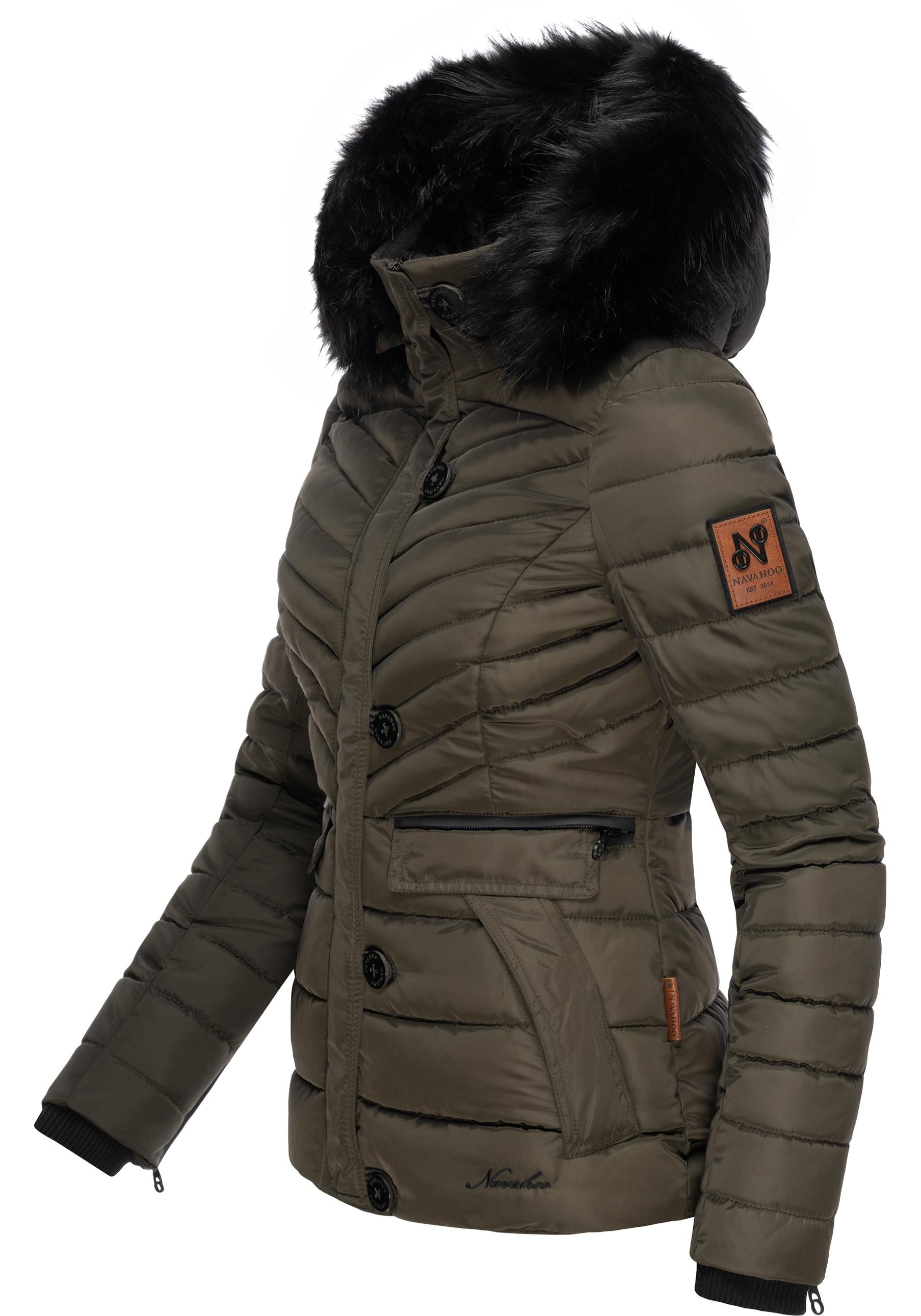 Navahoo Winterjacke »Wisteriaa«, mit Kapuze, Warm gefütterte Steppjacke mit Kunstfell-Kapuze