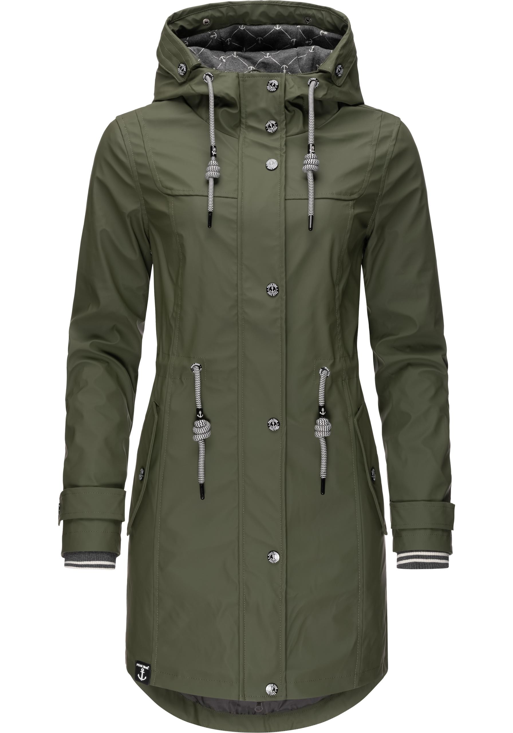 kaufen PEAK Regenjacke »L60042«, TIME Regenmantel mit für Kapuze, Damen taillierter | BAUR für stylisch
