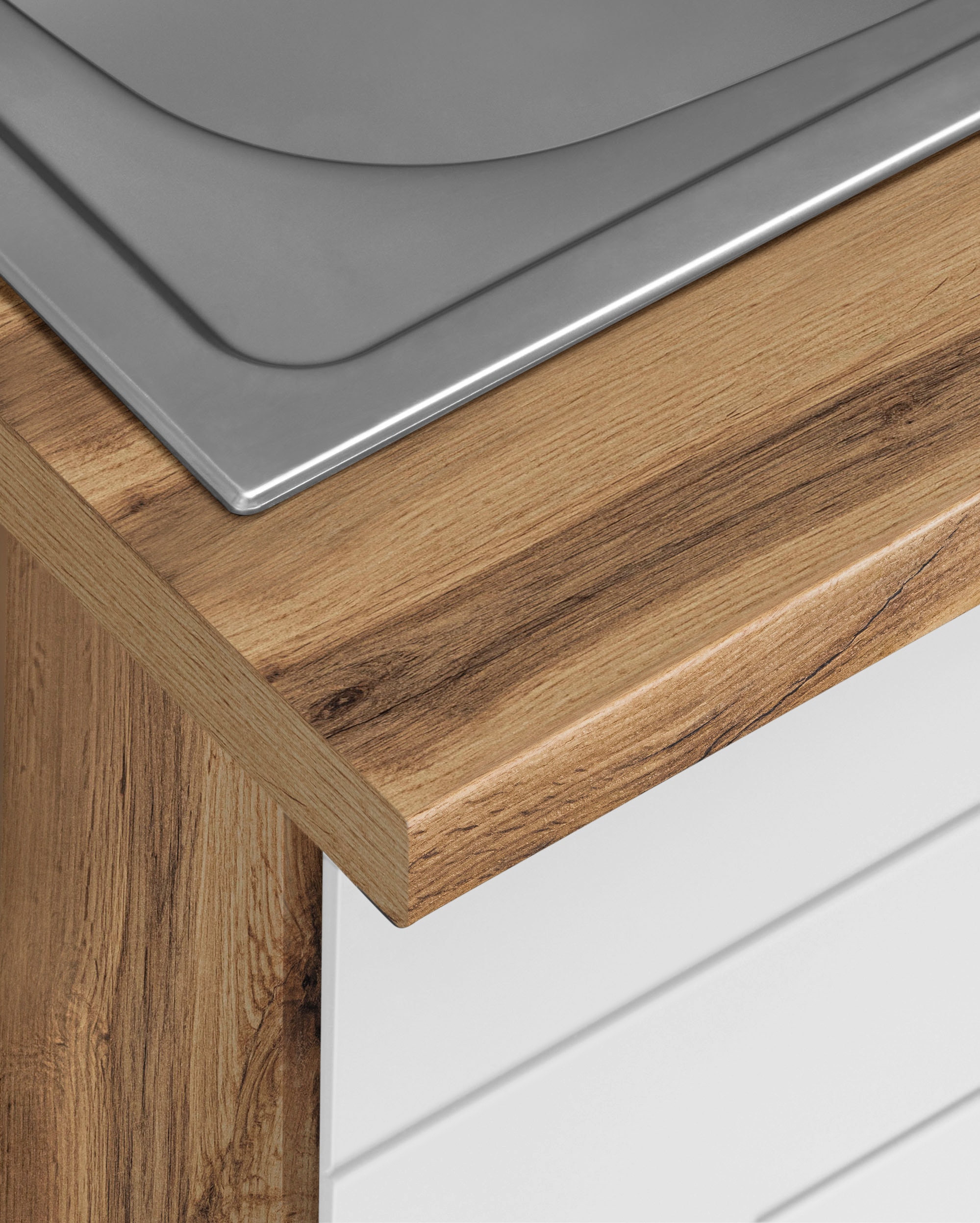 KOCHSTATION Küchenzeile »KS-Luhe« 300 cm breit, wahlweise mit oder ohne E-Geräten, gefräste MDF-Fronten