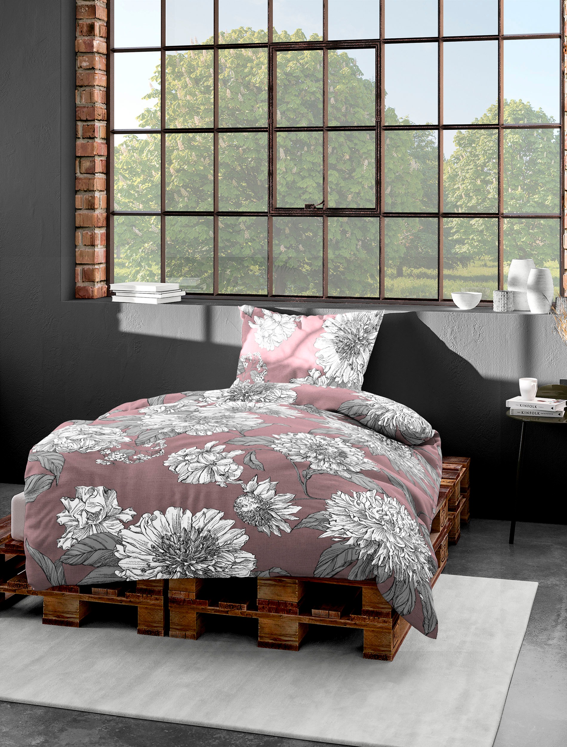 BIERBAUM Bettwäsche "3929" 2 Stk. Mako-Satin, 100 % Baumwolle, pflegeleicht günstig online kaufen