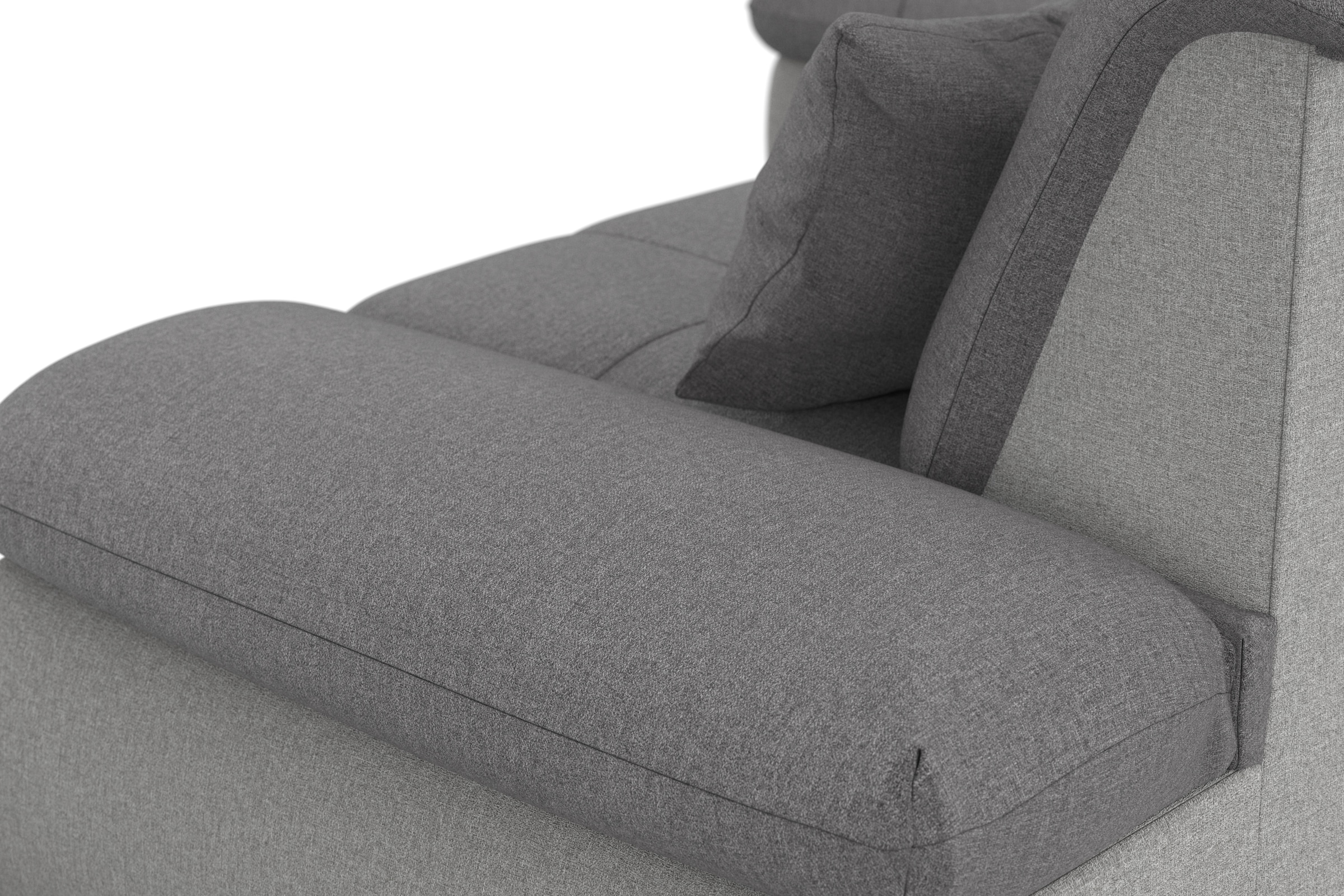 DOMO collection Ecksofa »Moric, L-Form, XXL-Sofa - Breite 300cm«, wahlweise mit Bettfunktion und Armteilverstellung, silber-grau