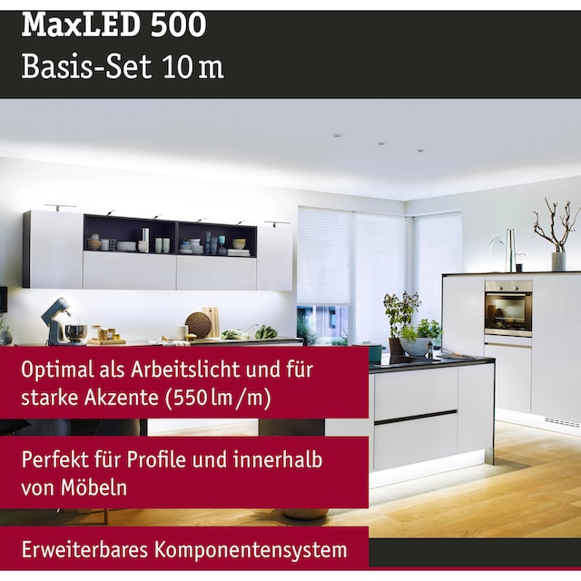 Paulmann LED-Streifen »MaxLED 500 Basisset Smart Home Tageslichtweiß 10m  50W 550lm/m 6500K«, 1 St.-flammig, Basisset kaufen | BAUR