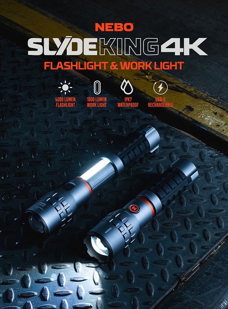 NEBO LED Taschenlampe »Nebo SLYDE KING 4K« Set, Taschenlampe inkl. Ladekabel, 2 Stk. tlg.