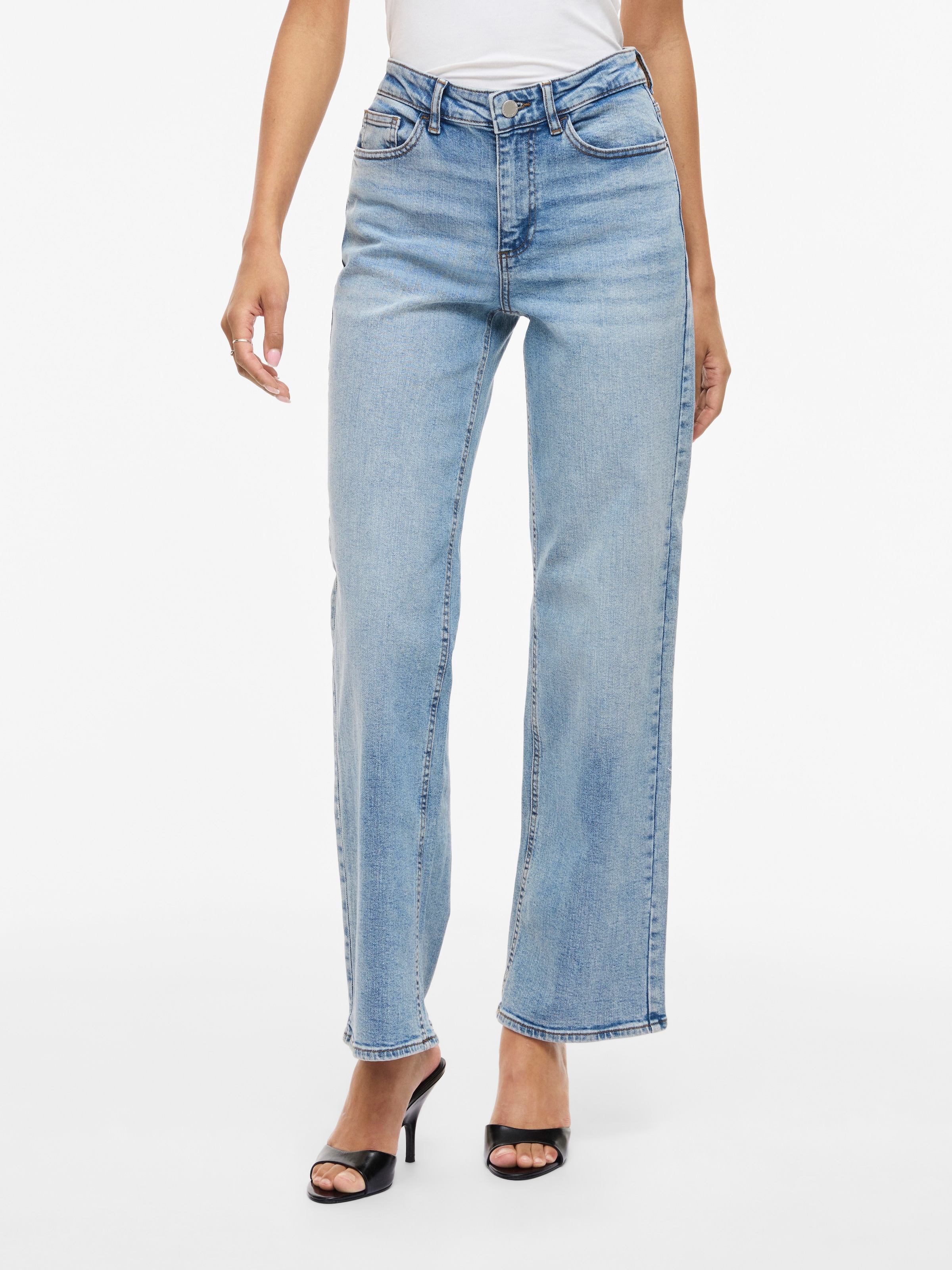 Vila Straight-Jeans "VILISA RW STRAIGHT JEANS ROS - NOOS" Baumwollmischung, regular waist, straight fit