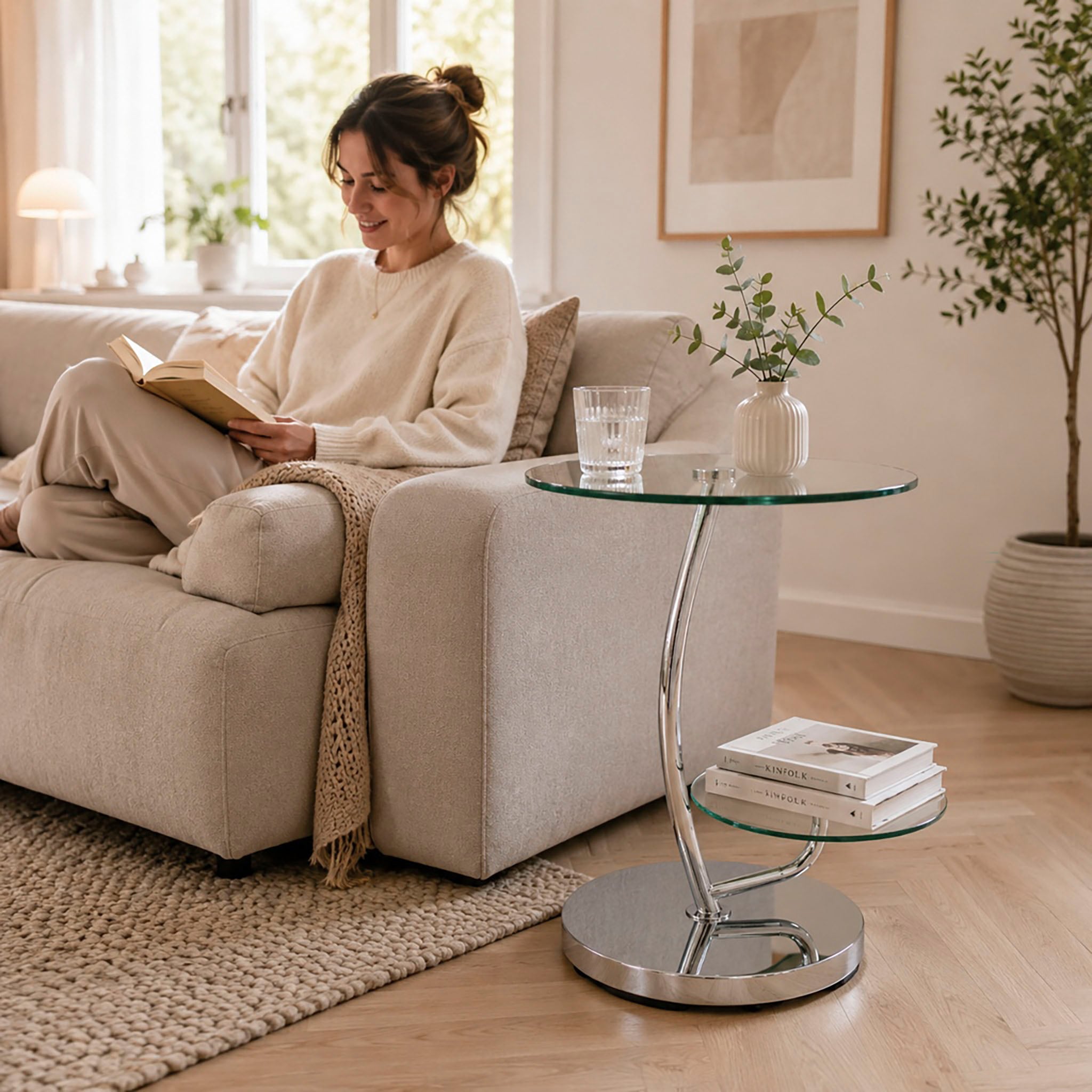 HAKU Beistelltisch »Sofatisch, Wohnzimmertisch« 1 Stk. tlg. rund - aus Metall Silber - Ø/H 52/55 cm