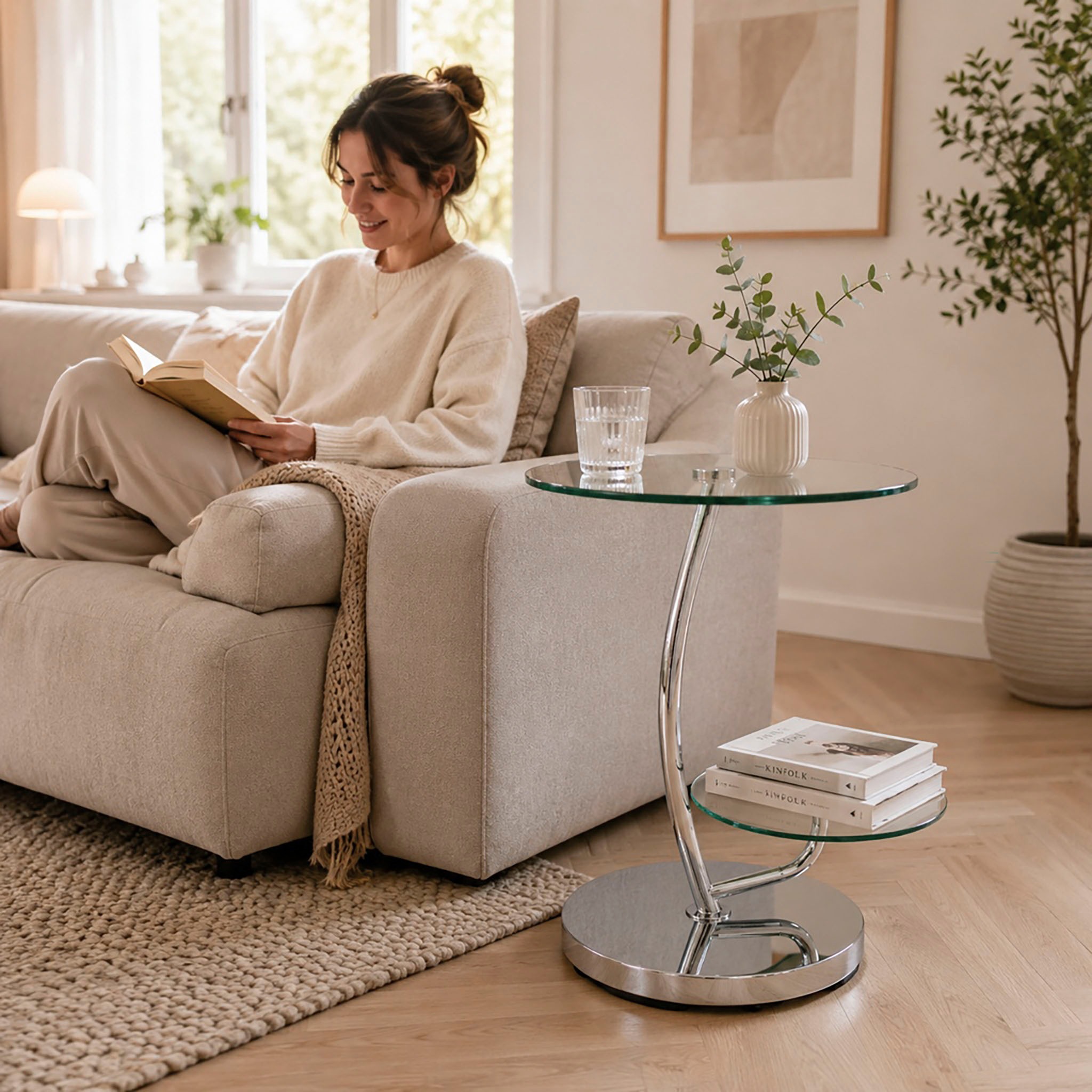 Table d'Appoint Design "Cofag" 55cm Chromé