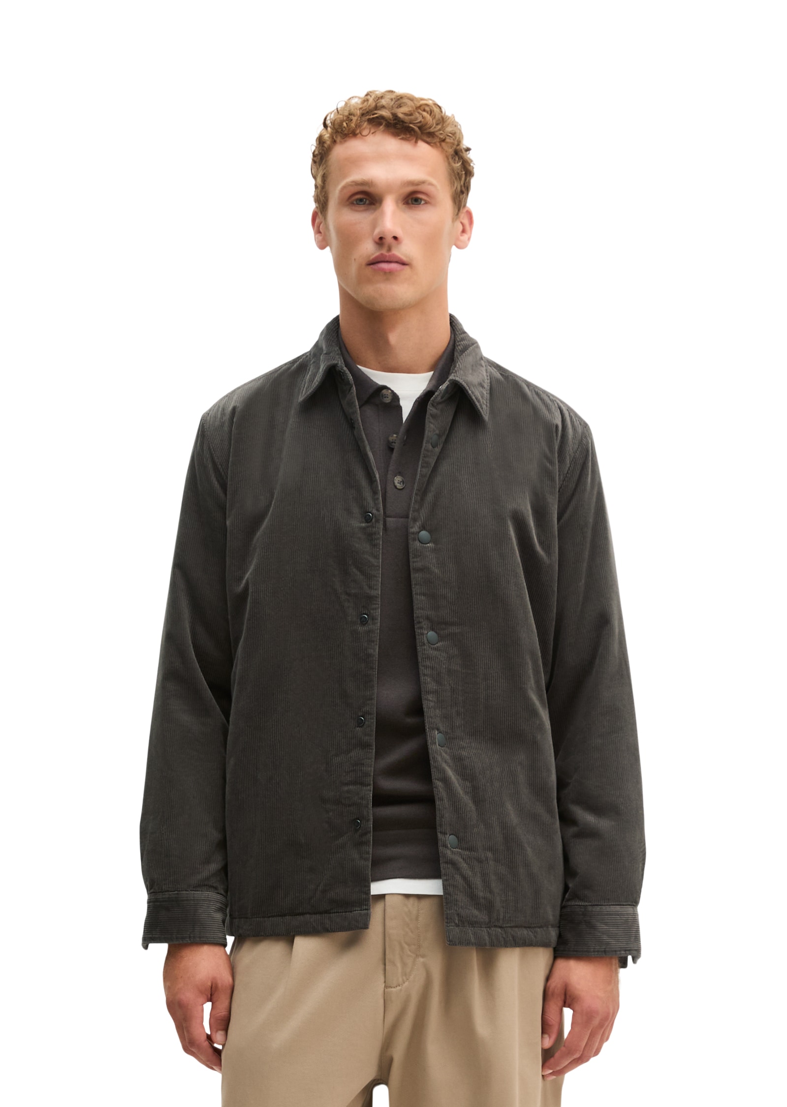MARC O'POLO Herren Hemdjacke, grau, Gr. XXL, Cord, Obermaterial: 100% Baumwolle, Jacken, Cord-Overshirt regular mit leichter Wattierung