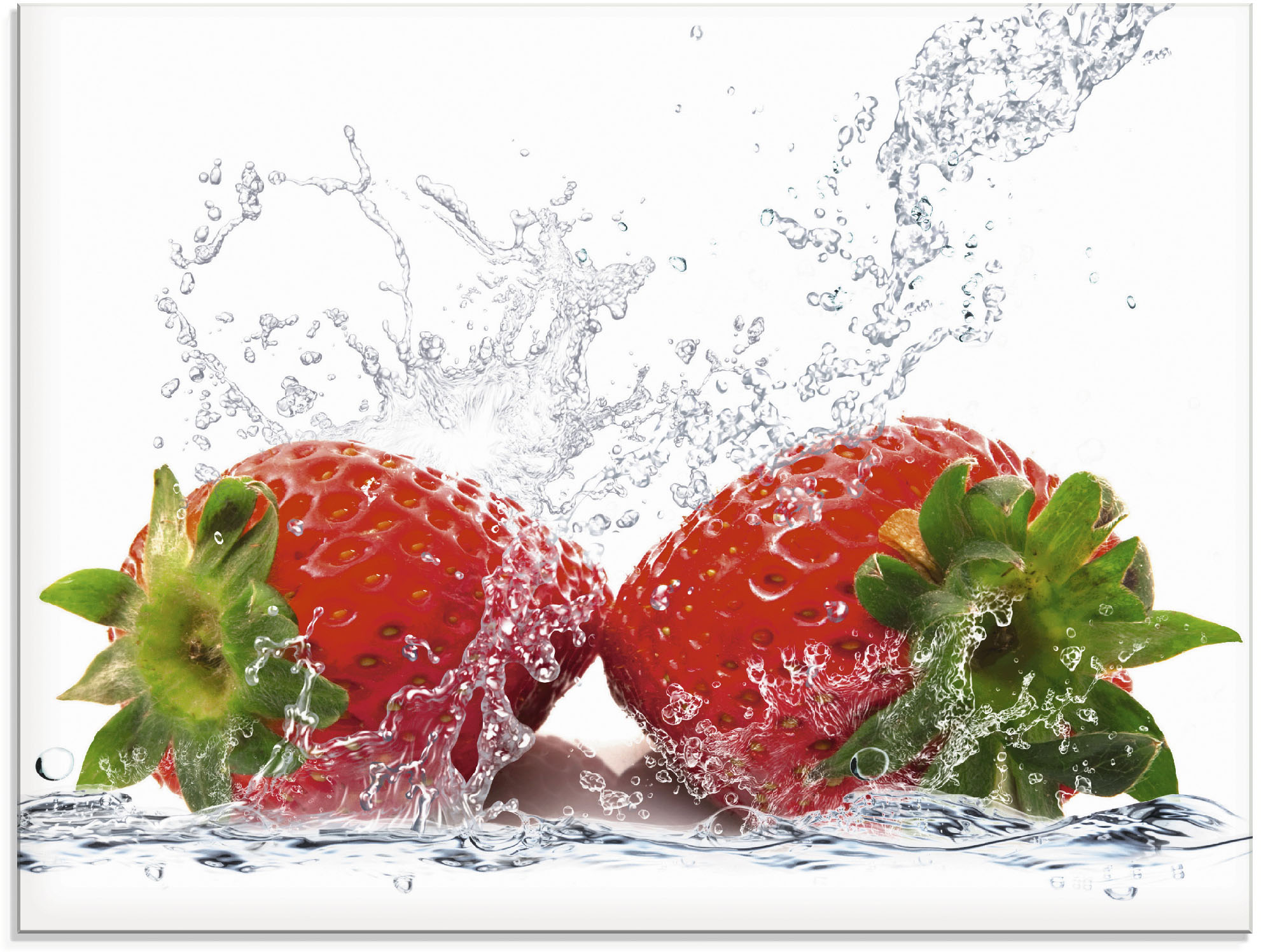 Artland Glasbild "Erdbeeren mit Spritzwasser" Lebensmittel 1 Stk. tlg. in verschiedenen Größen