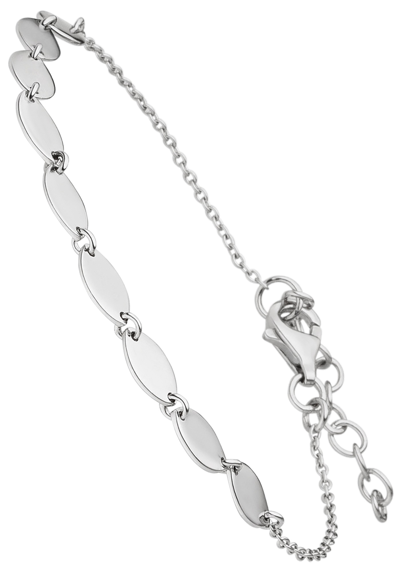 JOBO Armband »Silberarmband mit Plättchen« 925 Silber rhodiniert 19 cm