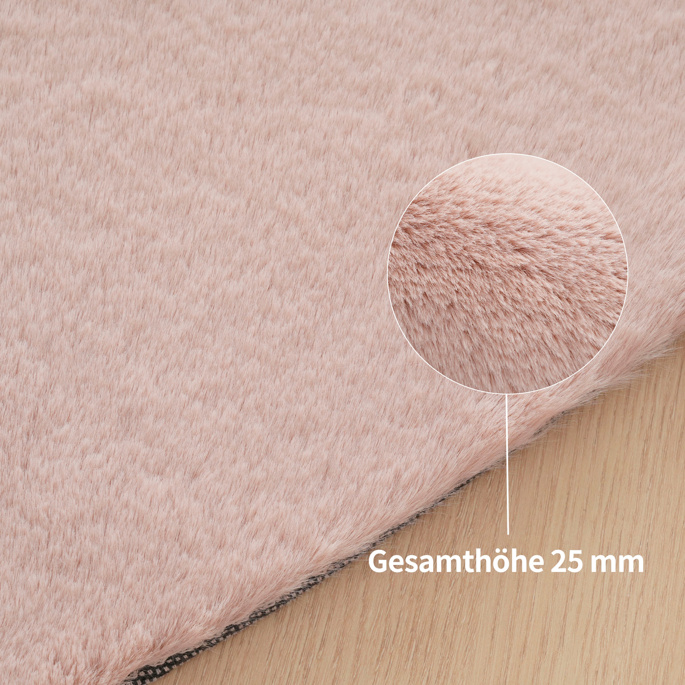 Bruno Banani Hochflor-Teppich »Rabbit 2 Bean, Kunstfell Teppich, Modern, besondere Form«, U-förmig, 25 mm Höhe, Kaninchenfell-Haptik, Microfaser, Wohnzimmer, Schlafzimmer, Esszimmer