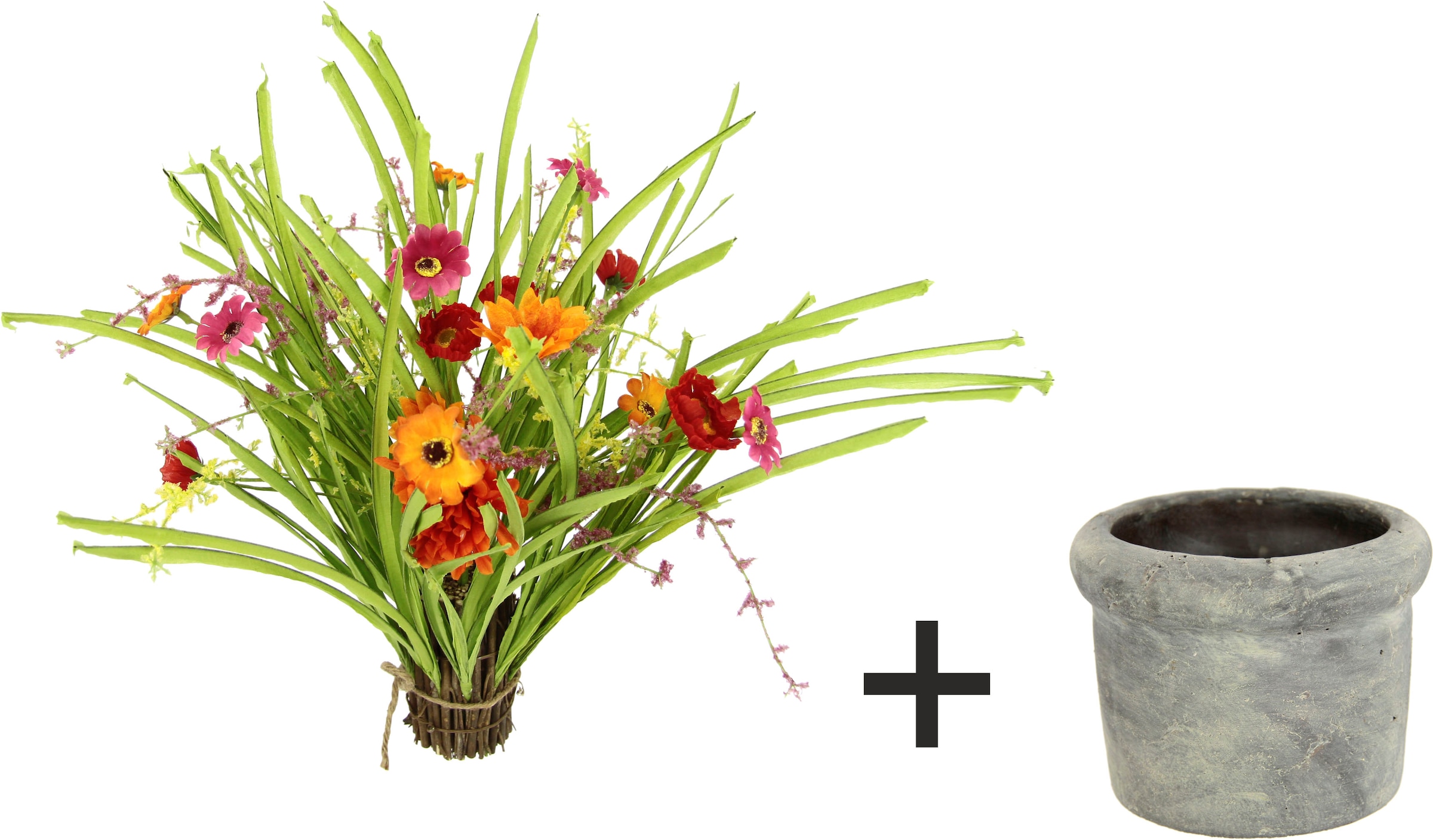 I.GE.A. Kunstblume »Blütenbusch«, Im Topf Blütenbund Künstlicher Grasbusch mit Kunstblumen