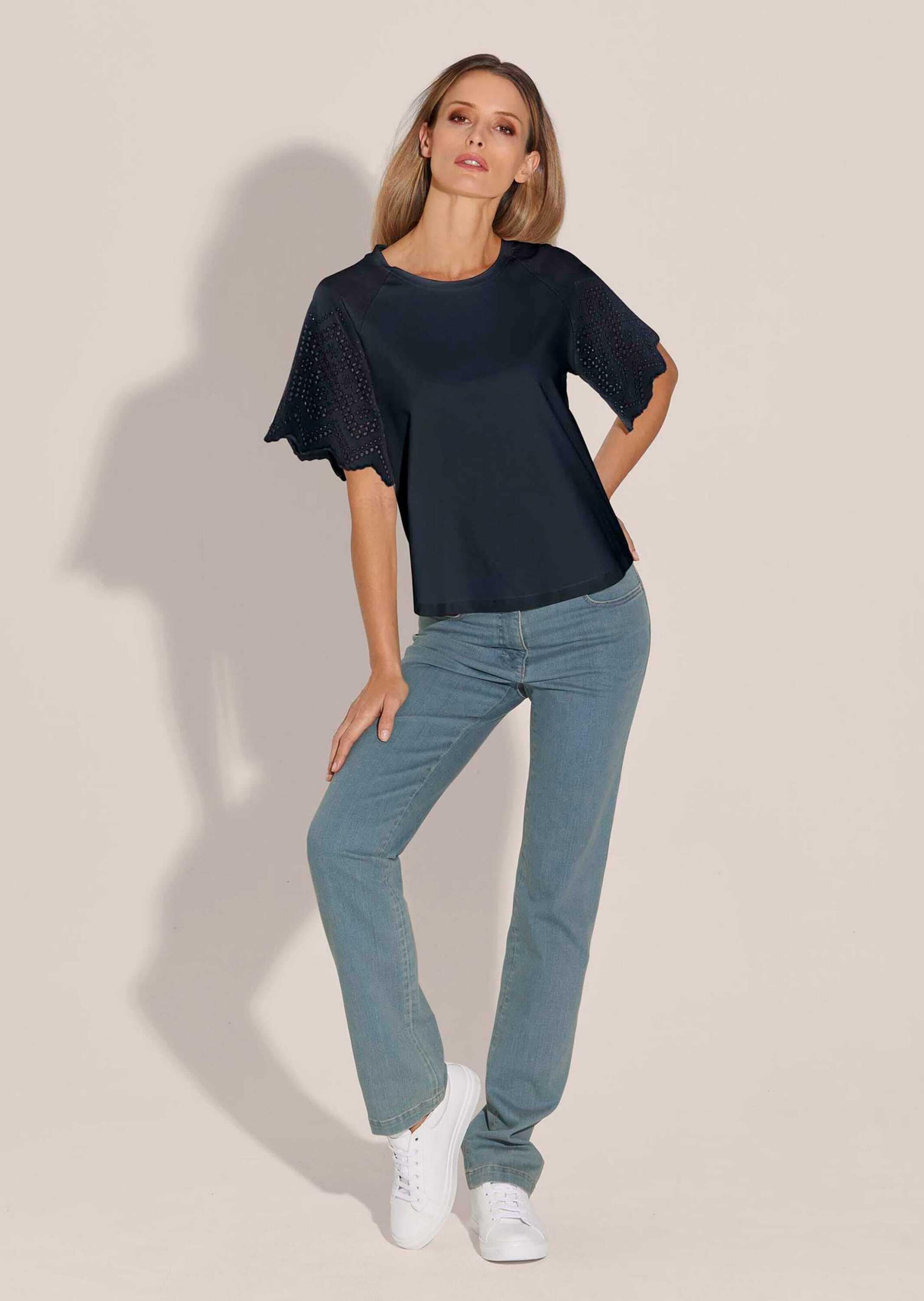 MADELEINE Shirtbluse »Blusenshirt Kurzes Blusen-Shirt im Material-Mix«