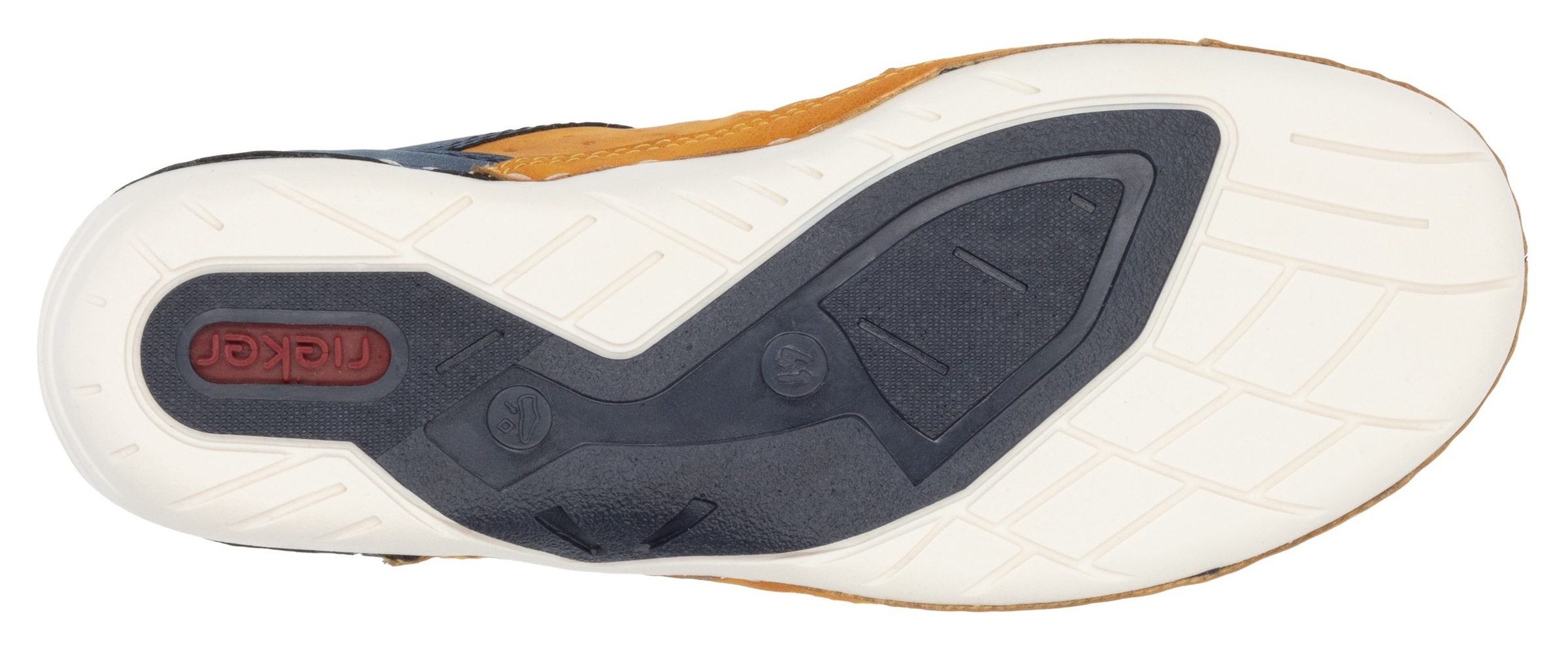 Sneaker RIEKER, Herren, Gr. 45, bunt (ocker, jeansblau), Nubuklederimitat, Textil, Schuhe Sneaker, Schnürschuh, Halbschuh, Freizeitschuh mit MemoSoft-Innensohle 3