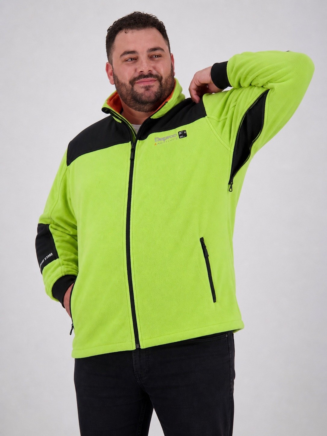 DEPROC Active Fleecejacke »Funktionsjacke Canada« mit Kapuze D3-Tex-Membran, Schulter- und Ellenbogenverstärkung, Unterarmbelüftung