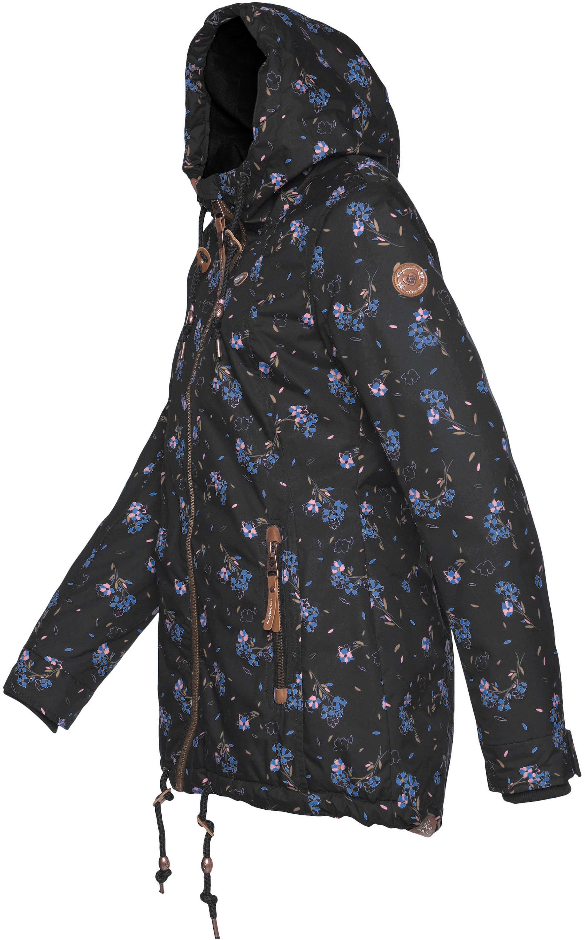 Ragwear Funktionsparka »ZUZKA FLOWERS O«, mit Kapuze, Outdoorjacke im Allover-Flower-Print-Design, Waterproof Fabric