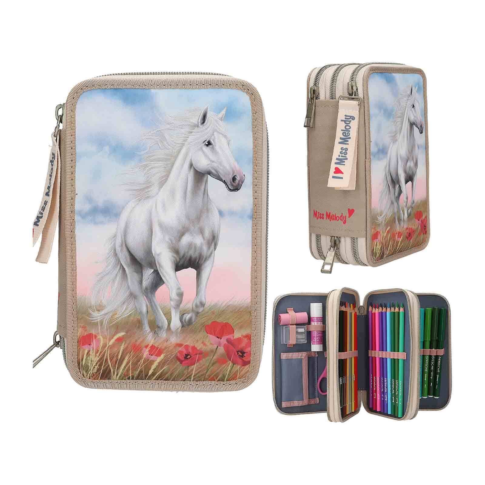 Depesche Buntstift »3-Fach Federtasche Poppy Sand Miss Melody 20 x 13 x 7,5 cm beige«