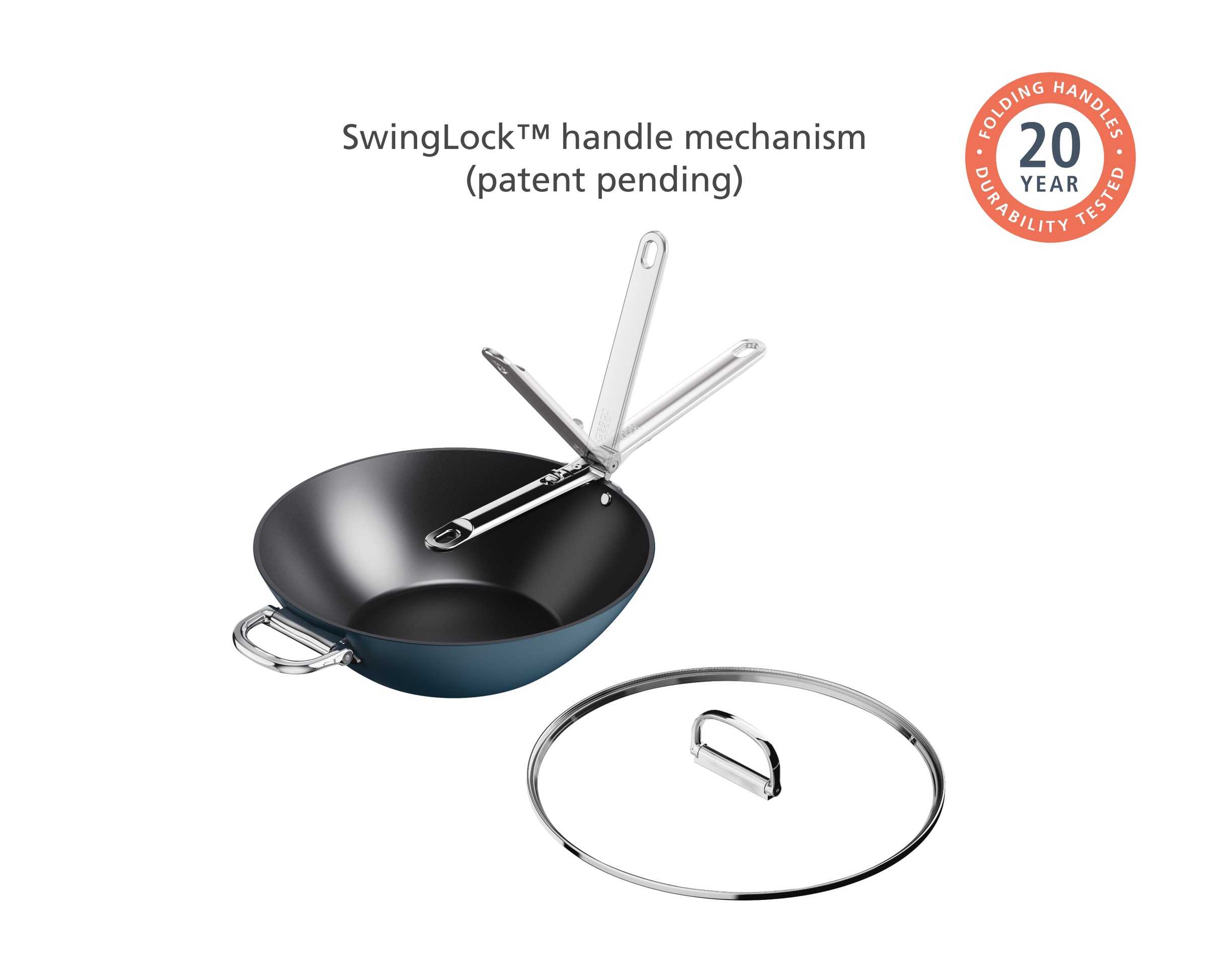 Joseph Joseph Wok »Space 32 cm (12,5") Antihaft-Wok mit klappbarem Griff und Deckel« Aluminium 1 tlg.