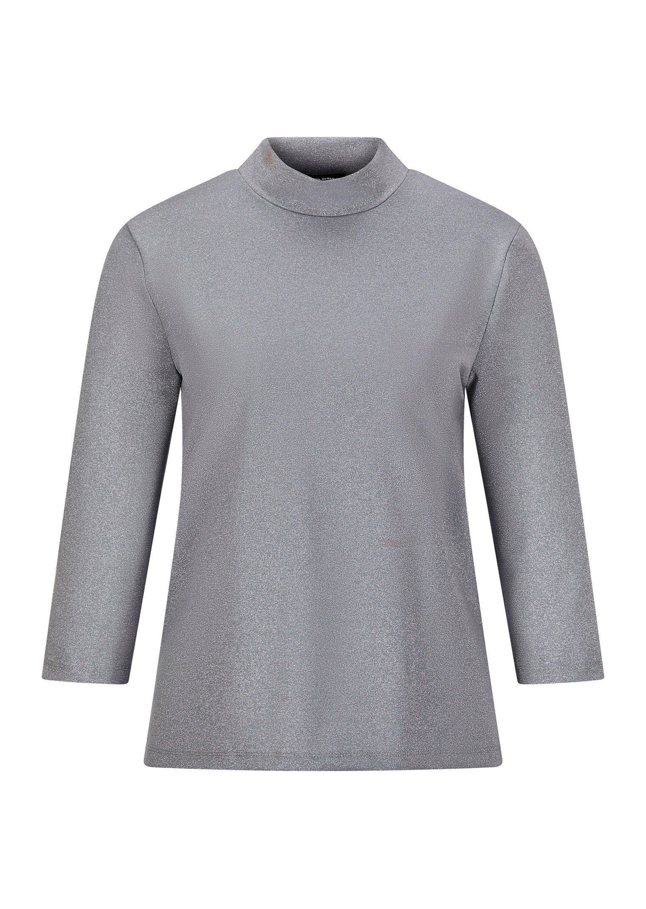 GOLDNER Damen Langarmshirt "Shirt aus glänzendem Viskose-Jersey", grau, Gr. 44, Obermaterial: 75% Viskose CV. 20% metallisierte Fasern MTF. 5%