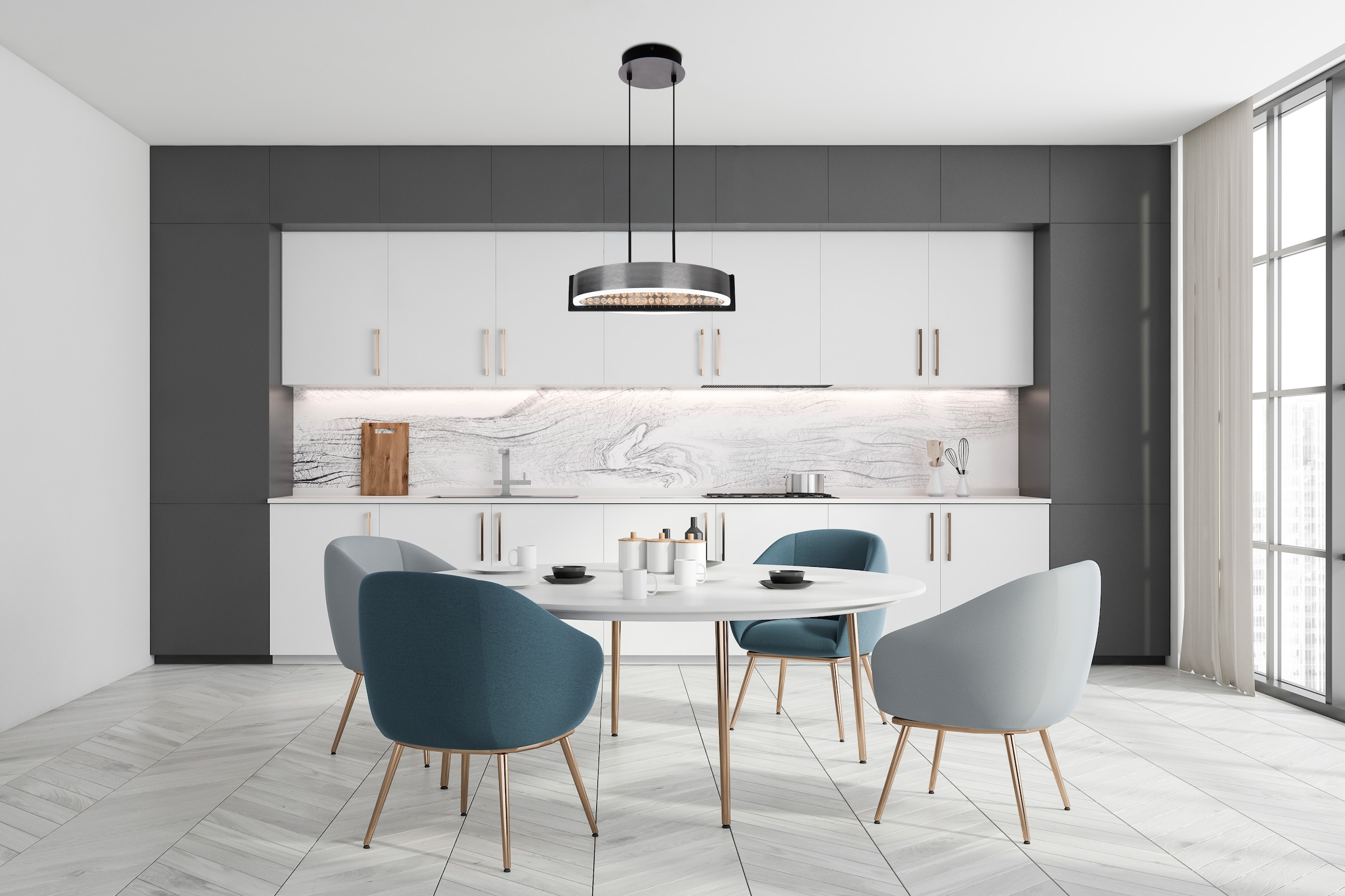 näve LED Pendelleuchte »Yvaris« LED-Modul 1 Stk. warmweiß - kaltweiß dimmbar per Fernbedienung, Memory, Nachtlicht, CCT, Kristallelemente