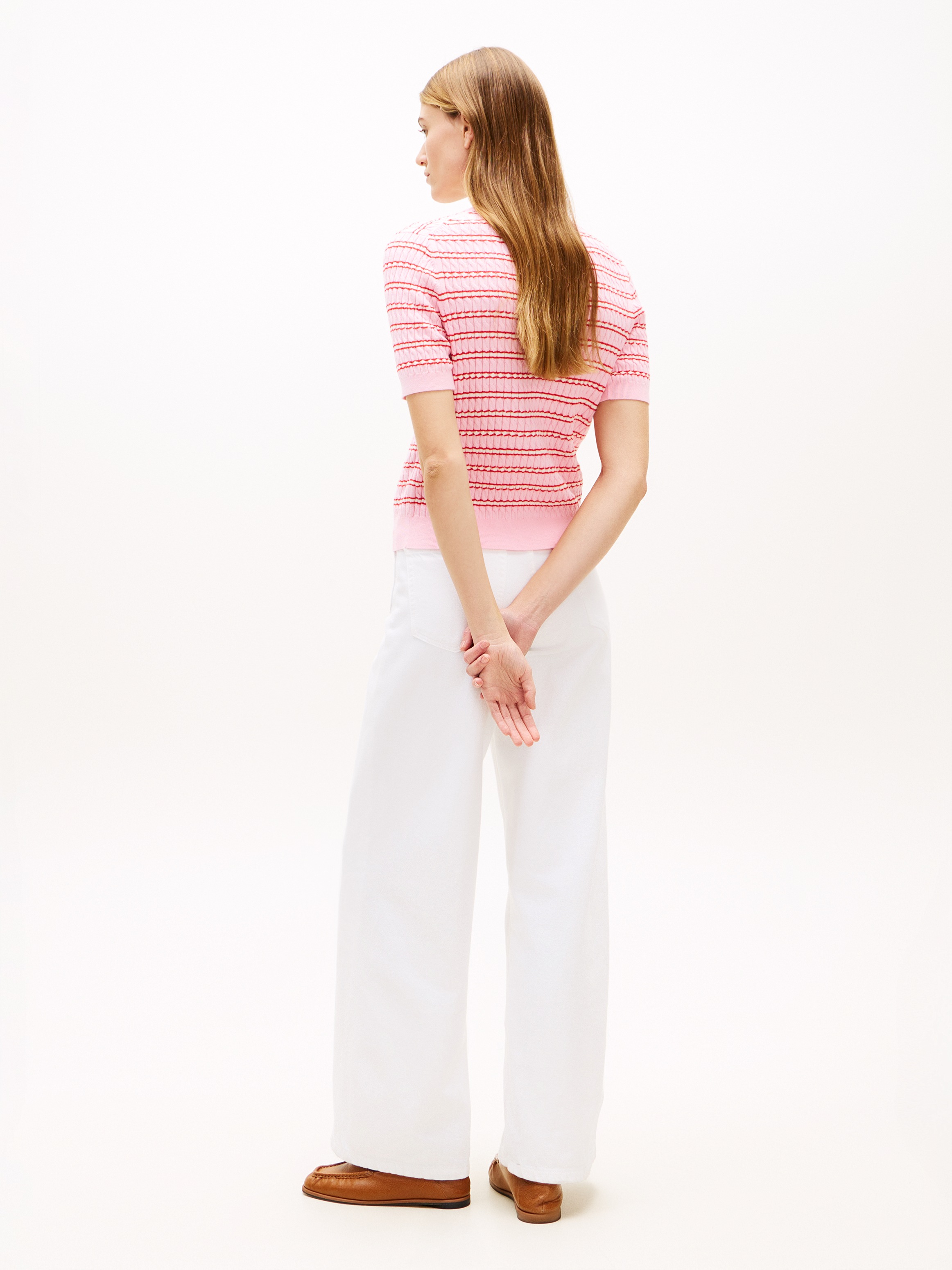 Tommy Hilfiger Strickpullover »CO CABLE FINE GG SS HENLEY« mit Zopfmuster