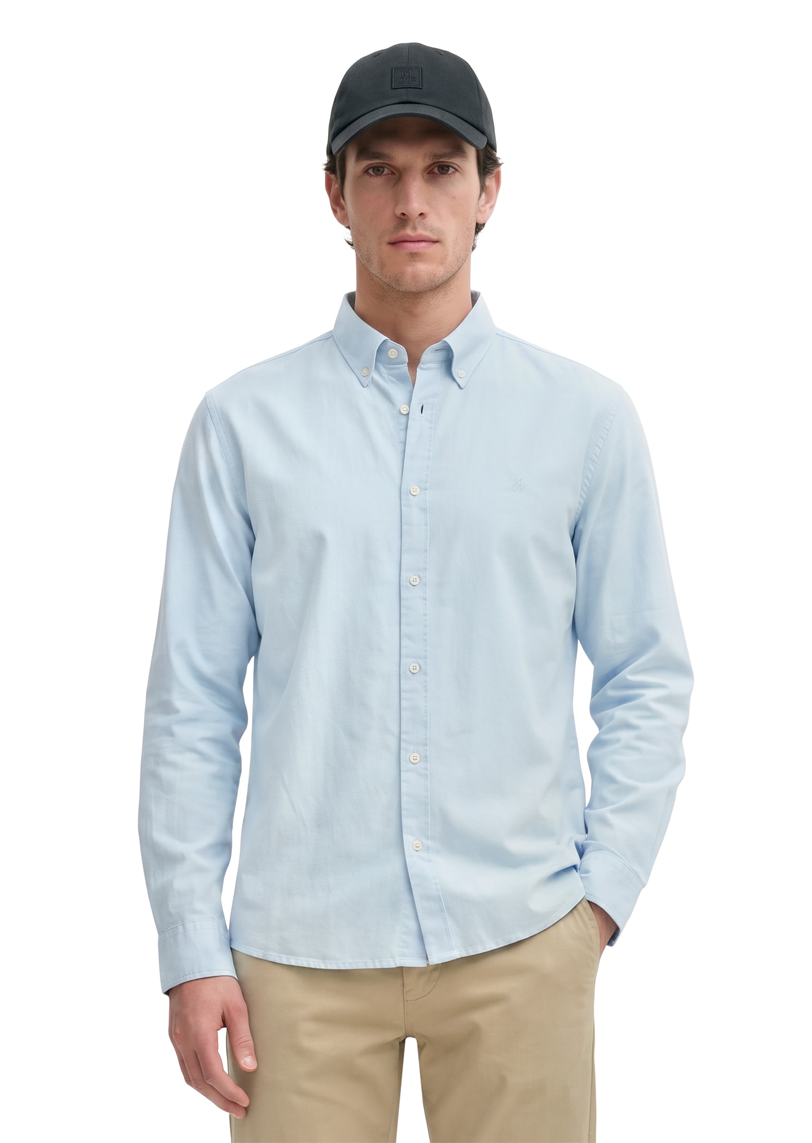 Marc OPolo Langarmhemd regular fit aus Bio-Baumwolle, Button-down-Kragen, mit Struktur