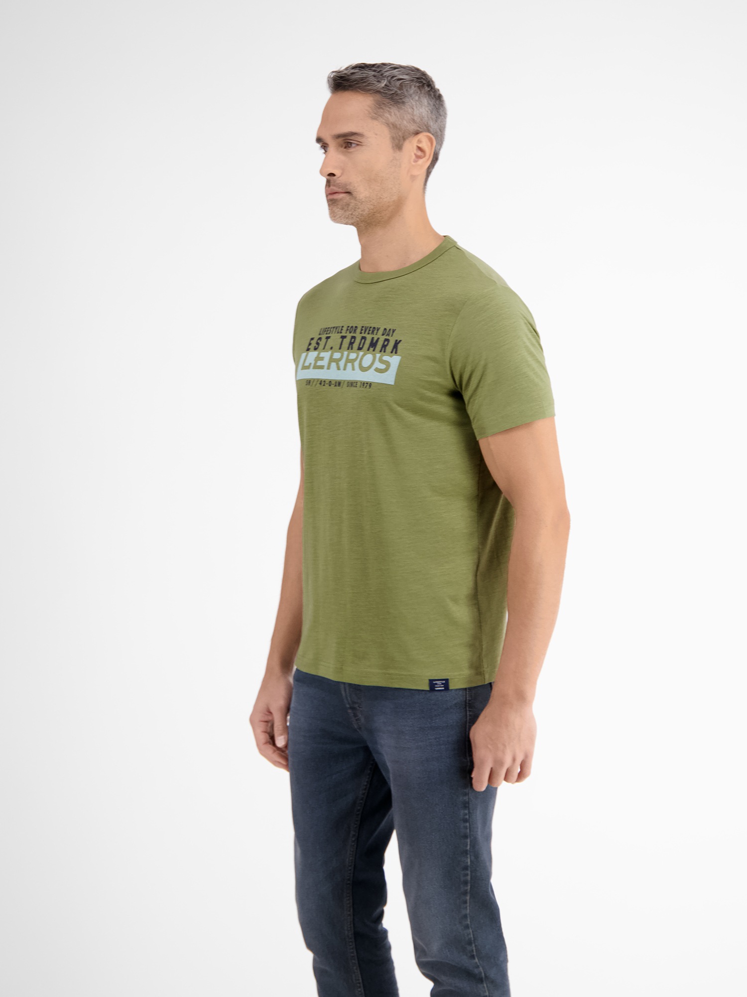 LERROS T-Shirt »LERROS Unifarbenes T-Shirt mit Print«