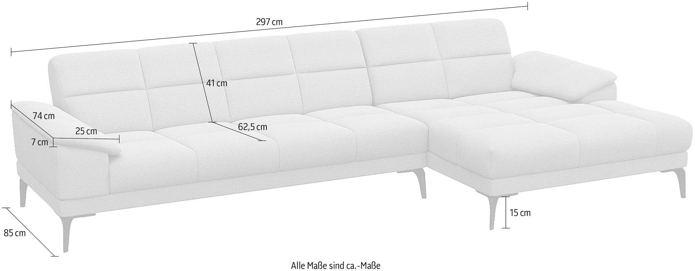 FLEXLUX Ecksofa »Viale L-Form, mit attraktiver Rückensteppung«, Sitzaufbau mit hochwertigem Kaltschaum für mehr Sitzkomfort