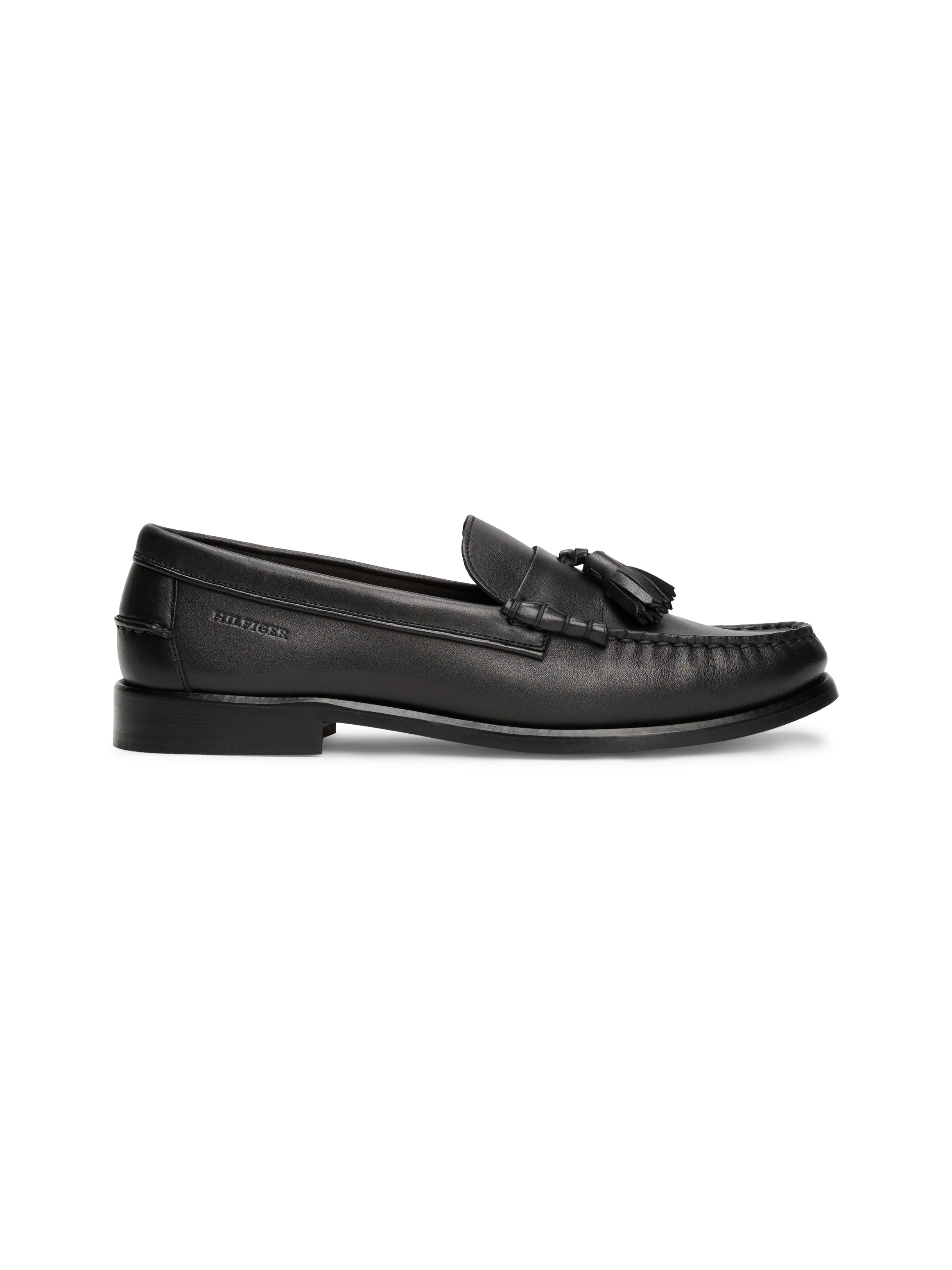 Tommy Hilfiger Slipper »HILFIGER TASSEL LTH LOAFER«, Blockabsatz, Mokassin, Businessschuh mit modischer Quasten