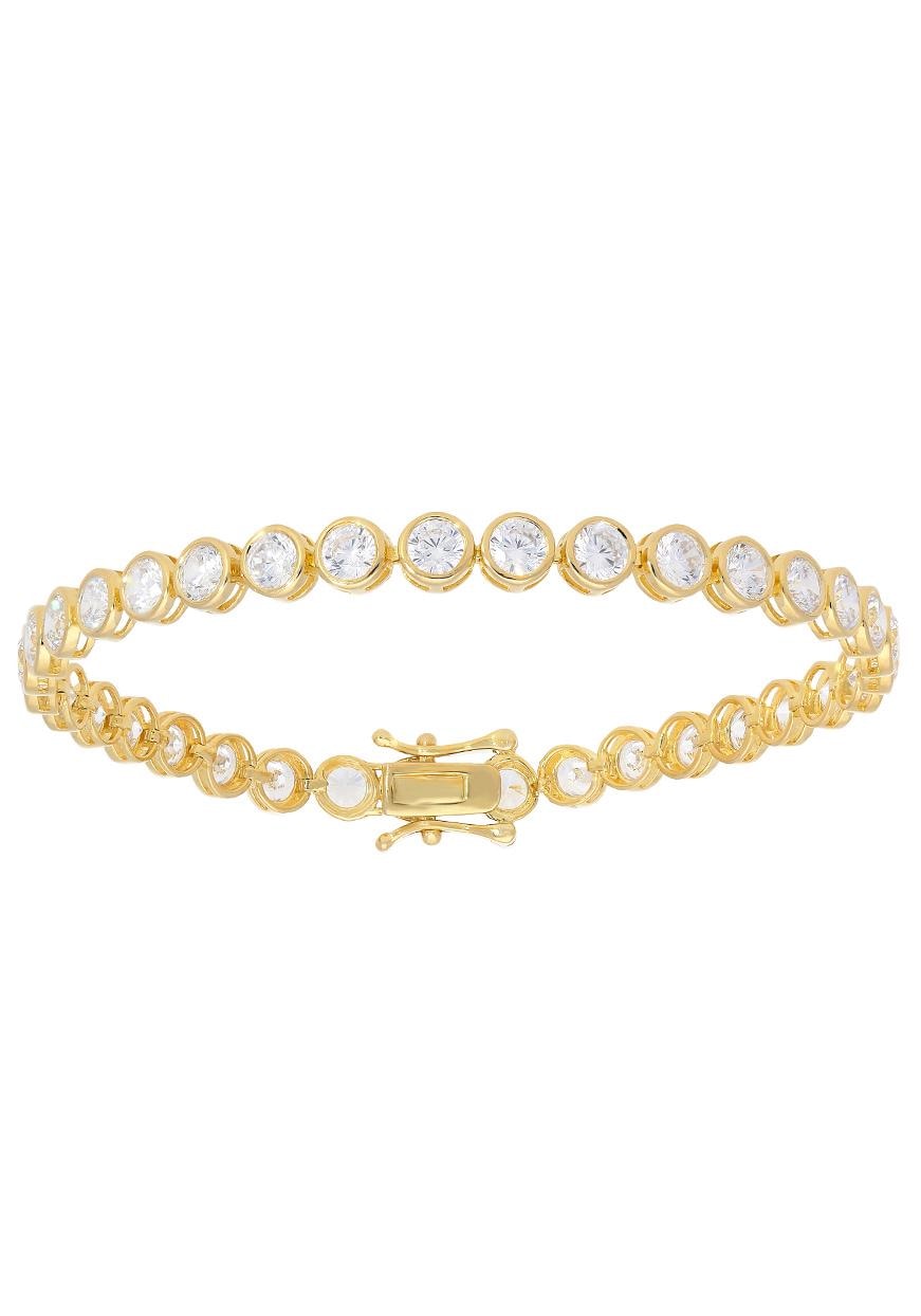 Armband FIRETTI "Schmuck Geschenk Silber 925 Armschmuck Armkette Tennisarmband", gold (gelbgoldfarben, weiß, weiß), Armbänder, Damen, 19cm, Silber 925 (Sterlingsilber), Armband, mit Zirkonia (synth.)