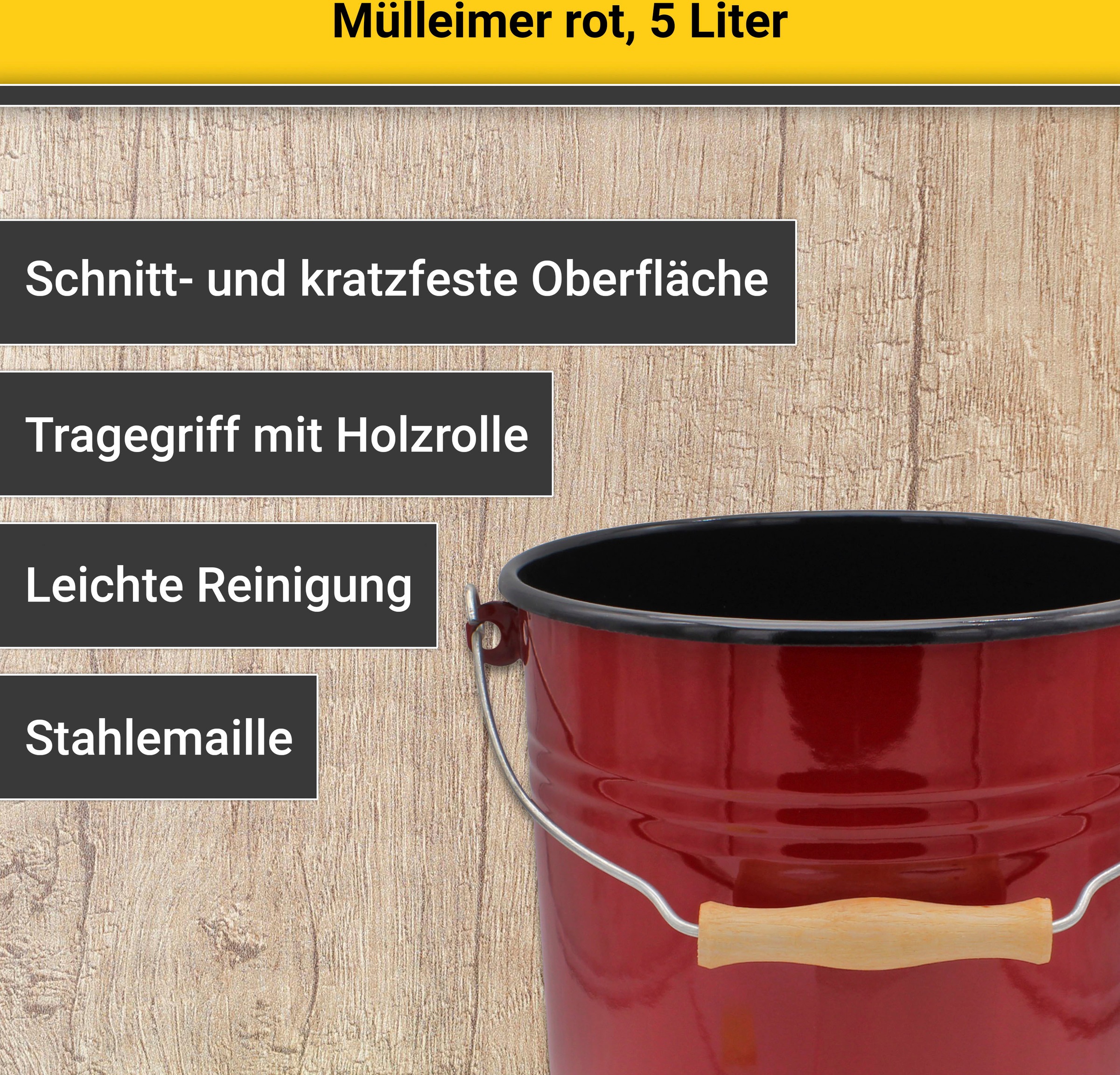 Krüger Mülleimer "Emaille Mülleimer mit Deckel Serie Rio" schnitt- / kratzf günstig online kaufen