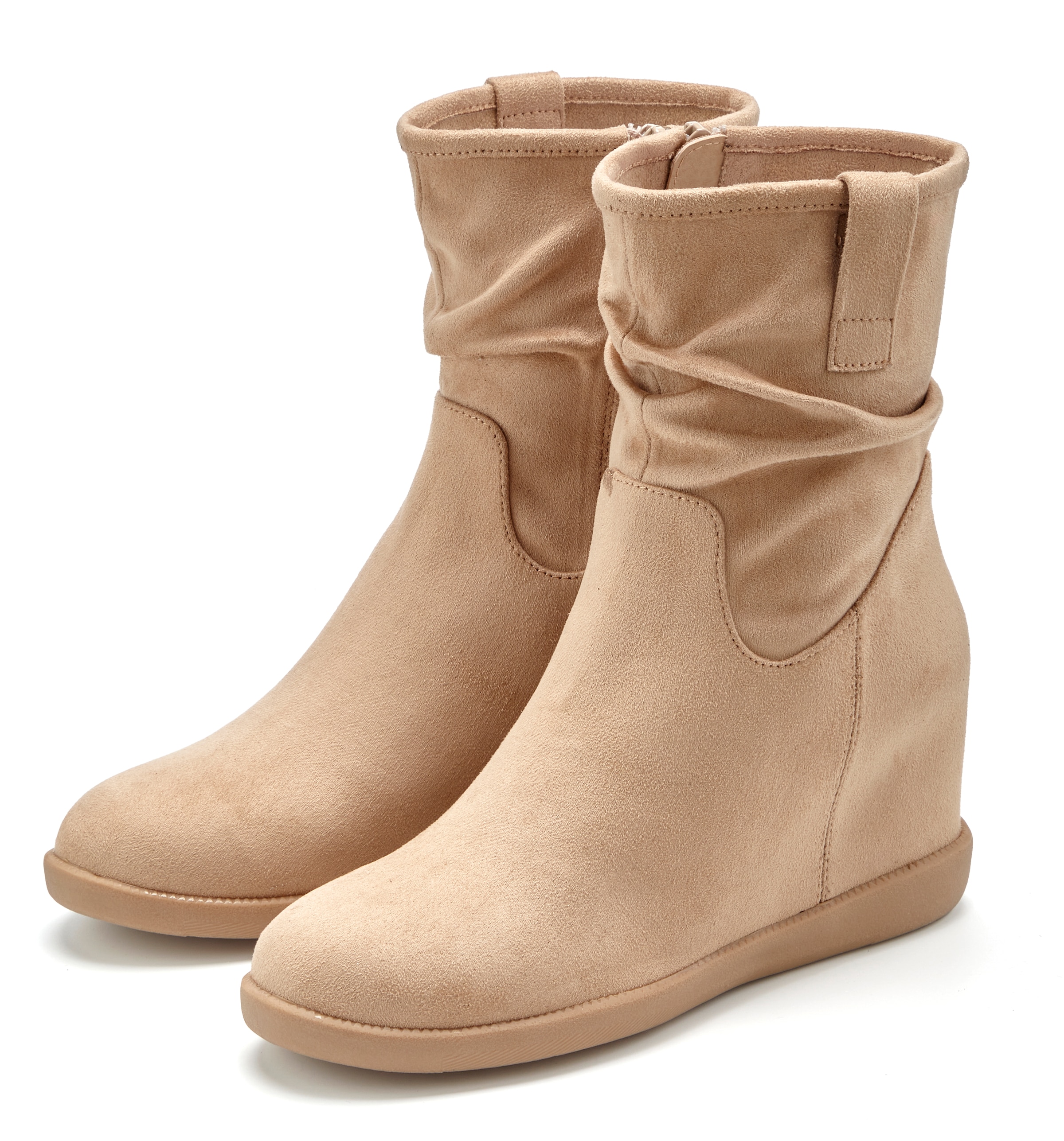 LASCANA Stiefelette »Stiefel, Keilstiefelette, Herbststiefelette,«  NEU mit innenliegendem Keilabsatz aus Velourslederimitat