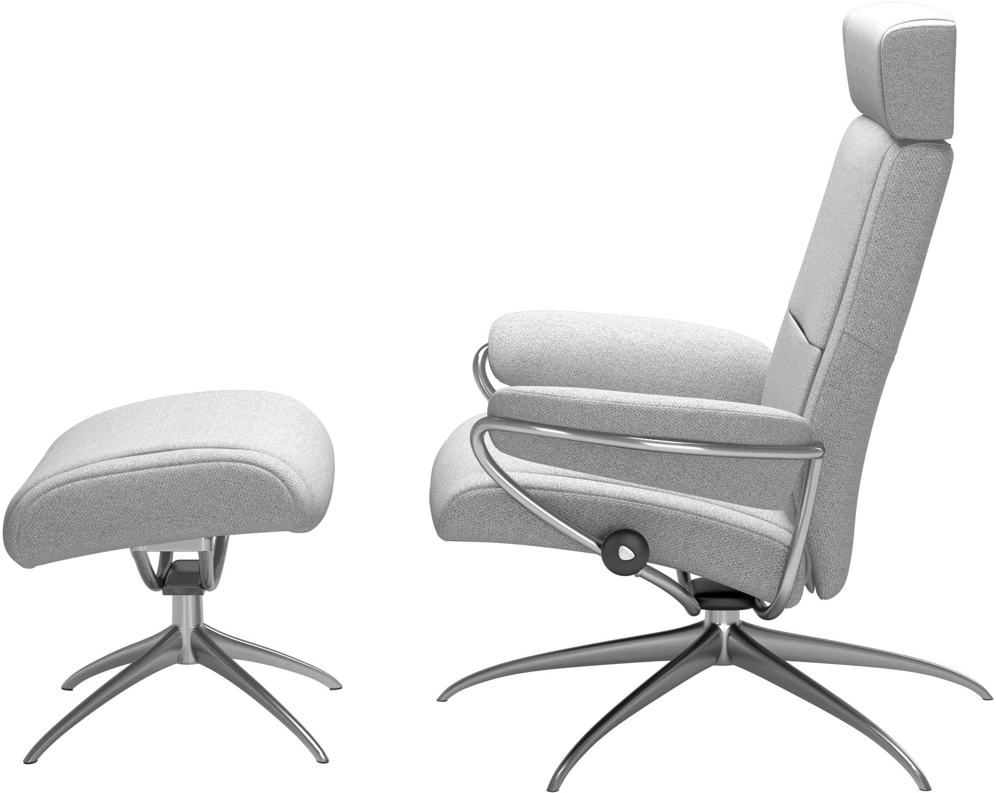 Stressless® Relaxsessel »Paris«, (Set, Relaxsessel mit Hocker), mit Hocker, Low Back mit Kopfstütze, mit Star Base, Gestell Chrom