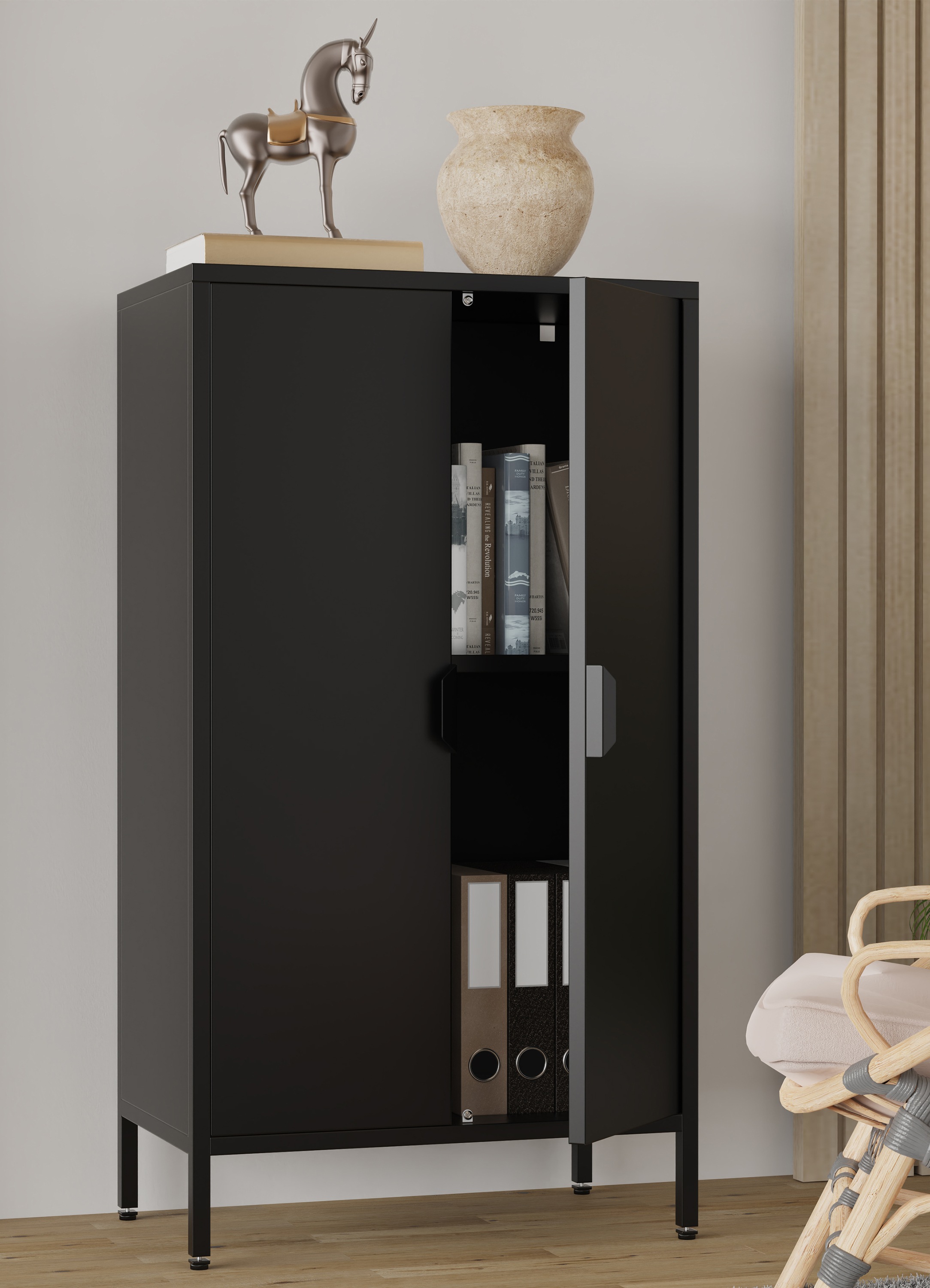 VCM Kommode »Stahl Kommode Sideboard Schrank Drehtüren Flokas M« 1 Stk. tlg.