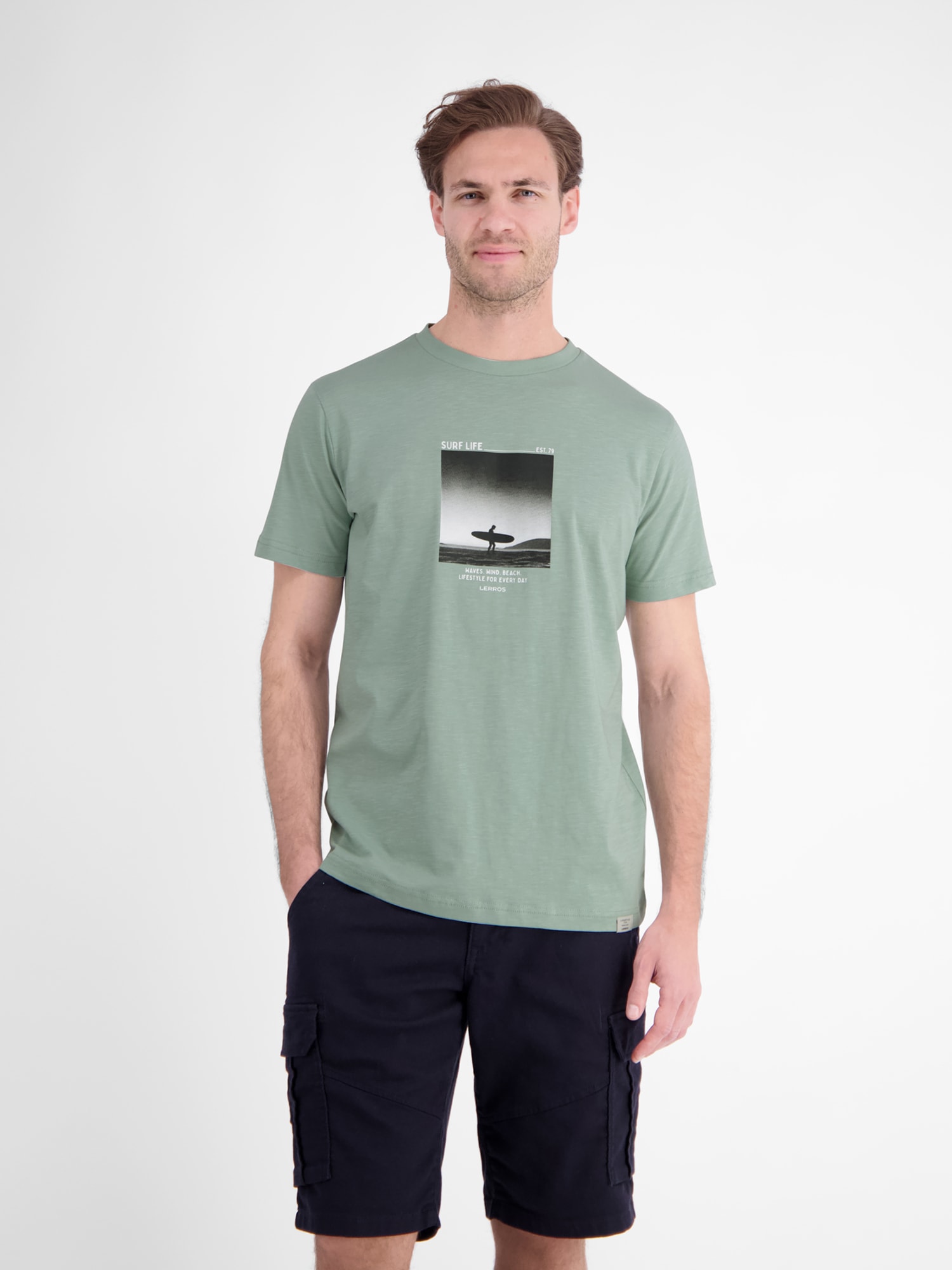 LERROS 1100000002199 "Sportliches T-Shirt mit Surfer-Motiv-Print, reine Baumwolle"