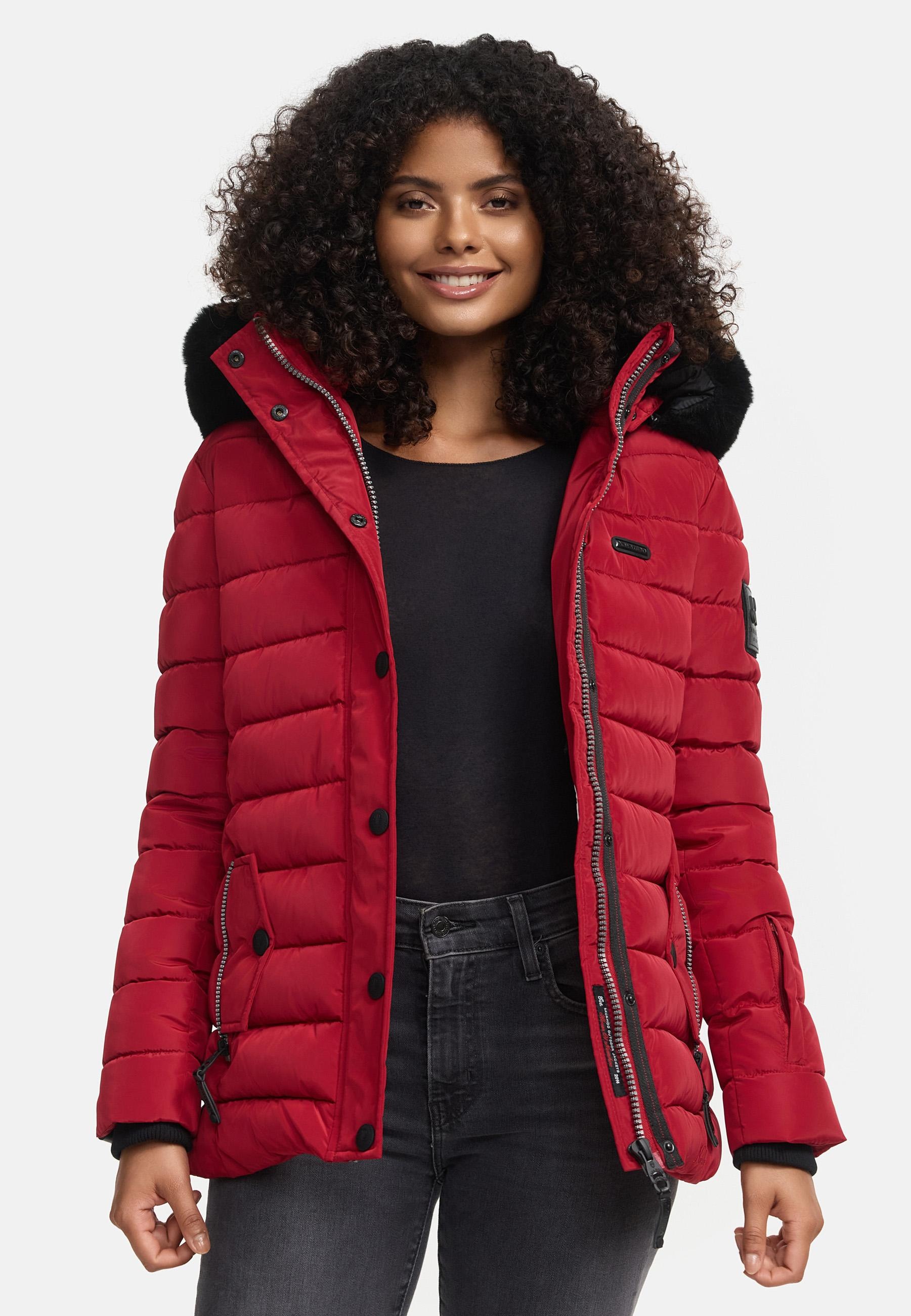 Navahoo Steppjacke »Milianaa«, mit Kapuze, Edle Winterjacke mit weicher Kunstfell-Kapuze