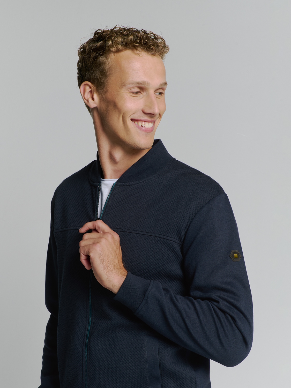 NO EXCESS Sweater »No Excess Jacquard sweatshirt mit Vollreißverschluss«