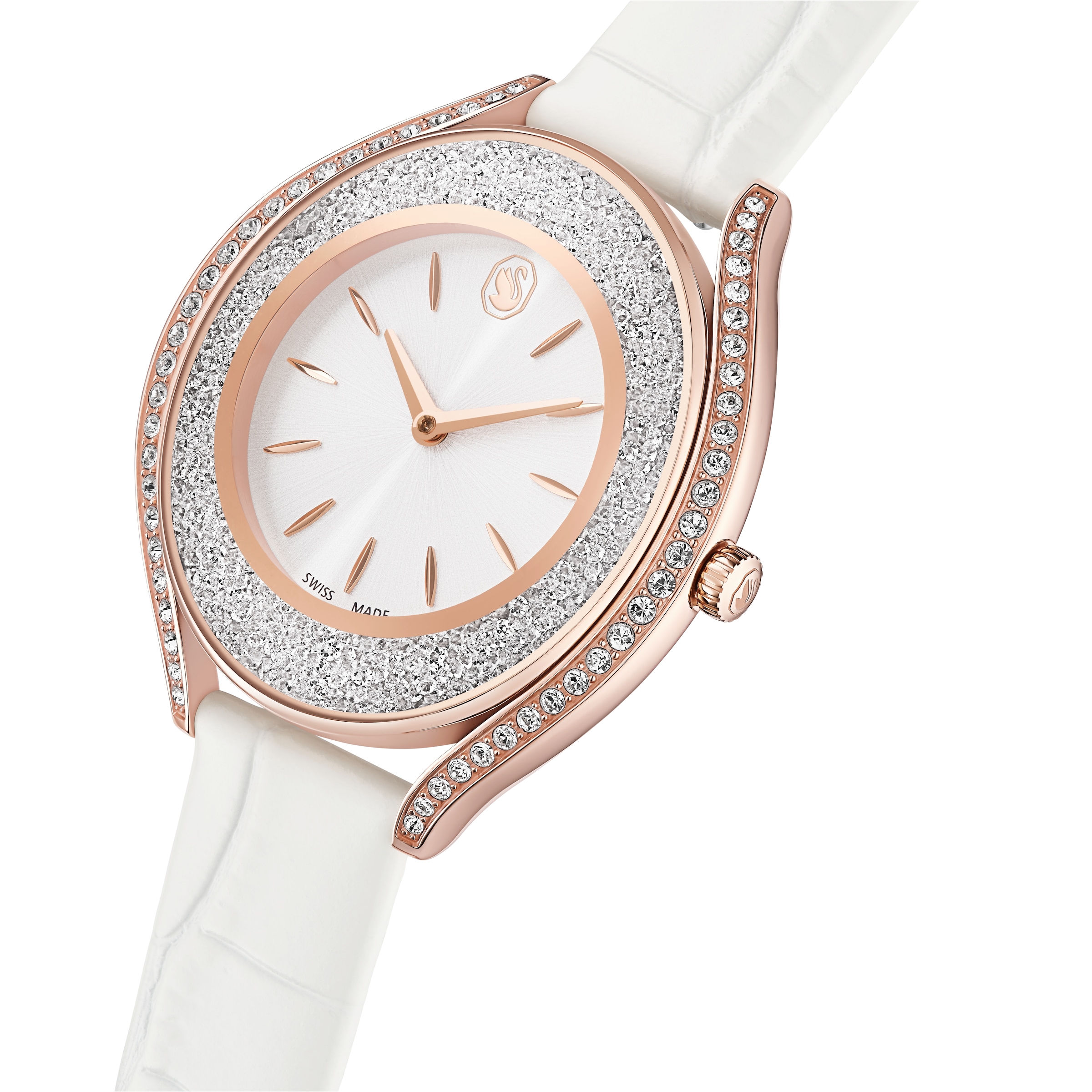 Swarovski Quarzuhr »CRYSTALLINE« Armbanduhr, Damenuhr, Swiss Made, Lederarmband, analog