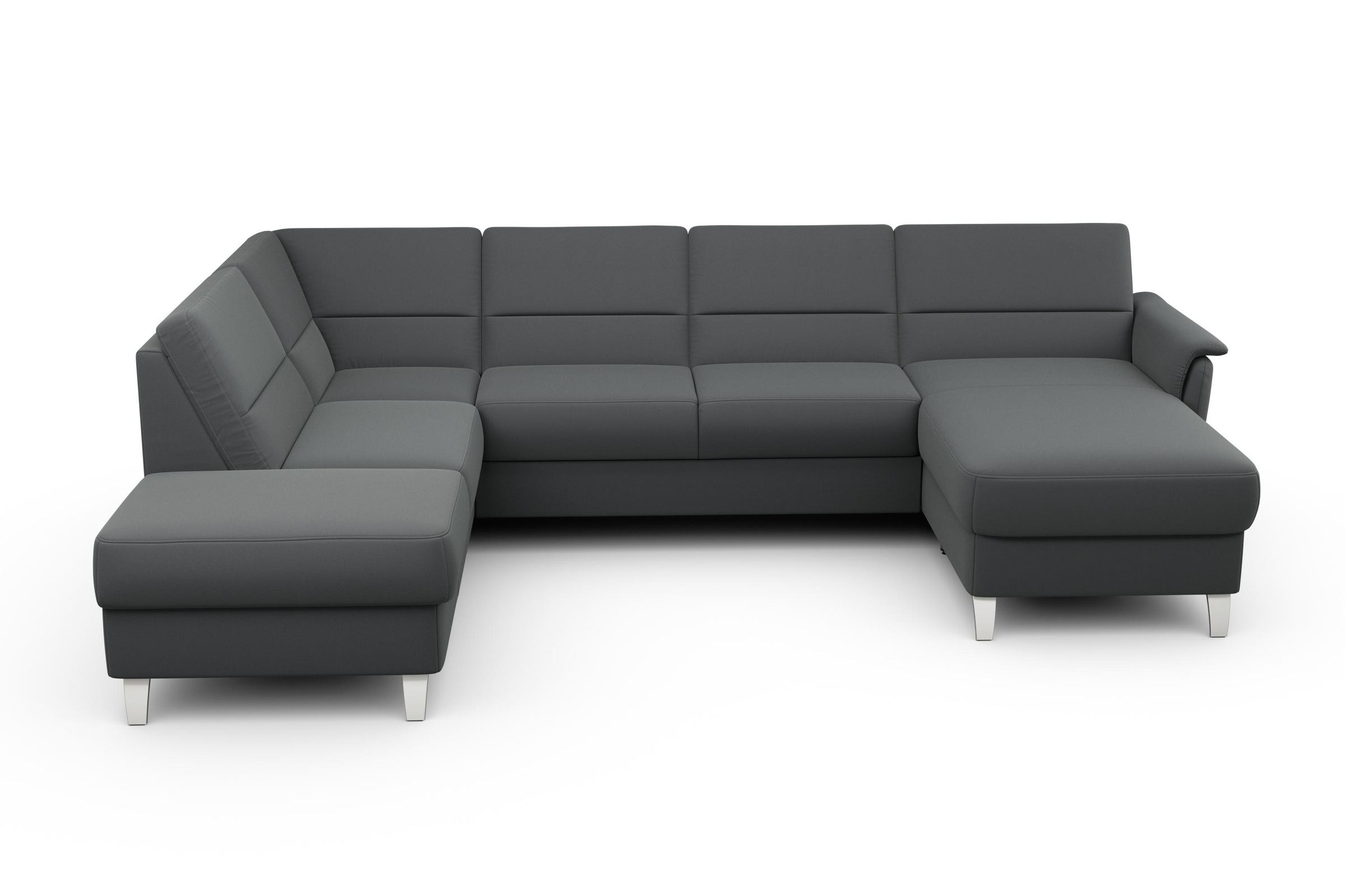 Wohnlandschaft SIT & MORE "Palmera U-Form, B: 308 cm", grau (anthrazit), B:308cm H:89cm T:212cm, 100% Polyester, Sofas, Wohnlandschaft, optional Bettfunktion & Bettkasten, Federkern 10